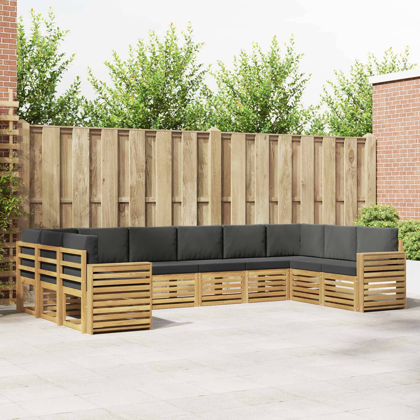 vidaXL Outdoor-Sofagarnitur 10 pcs Weiß und Anthrazit
