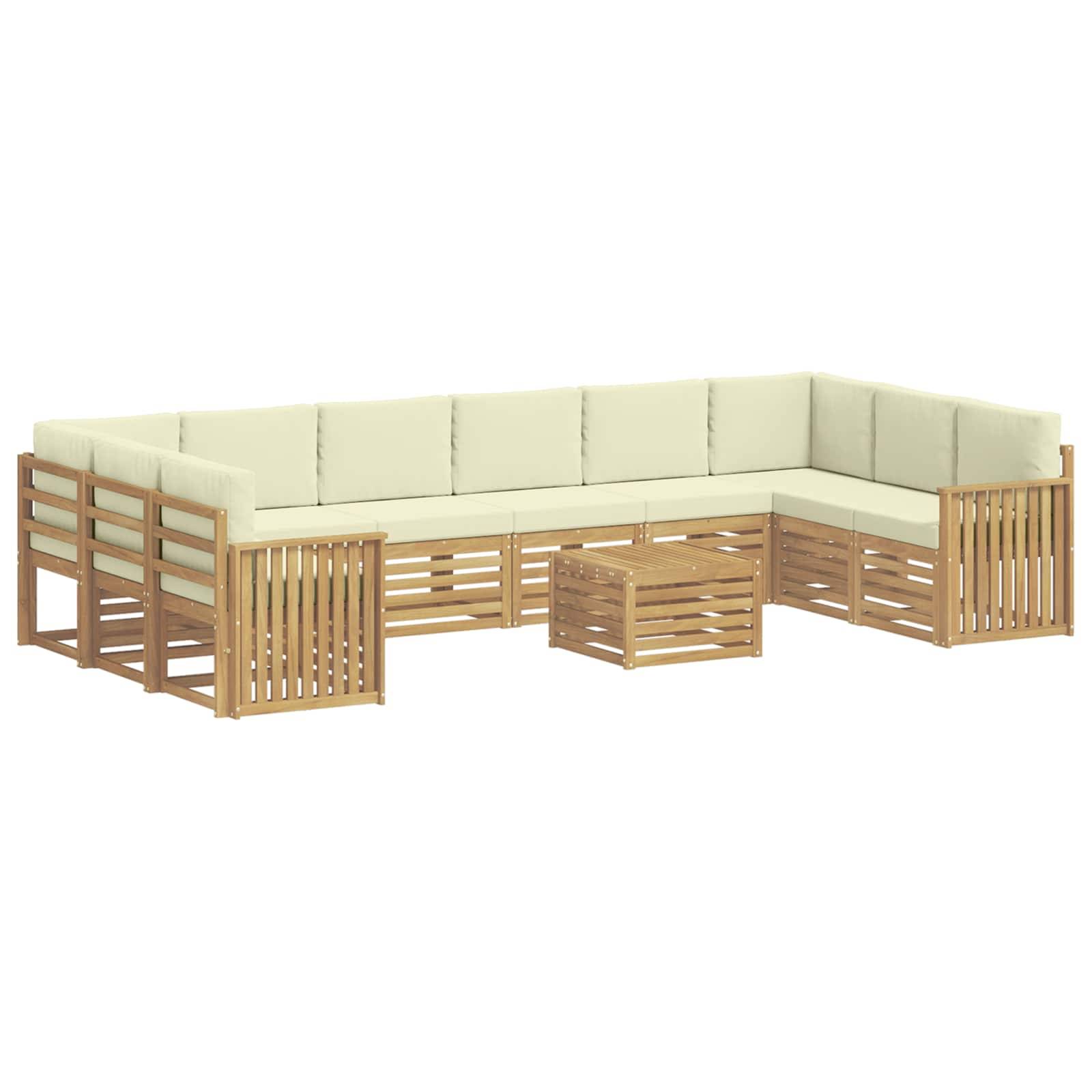 vidaXL Outdoor-Sofagarnitur 11 pcs Weiß und Creme 59 x 59 x 37 cm