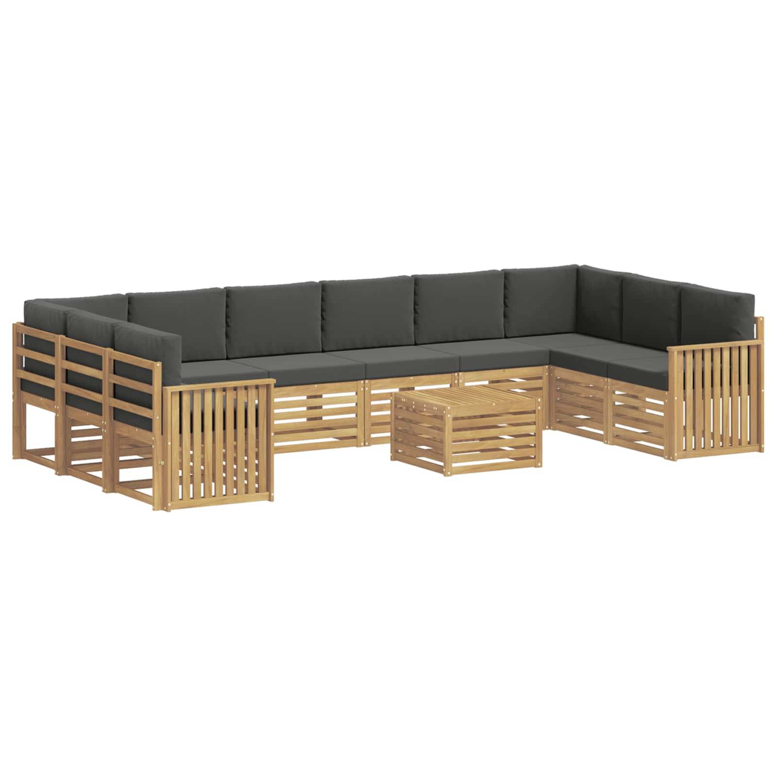 vidaXL Outdoor-Sofagarnitur 11 pcs Weiß und Anthrazit 59 x 59 x 37 cm