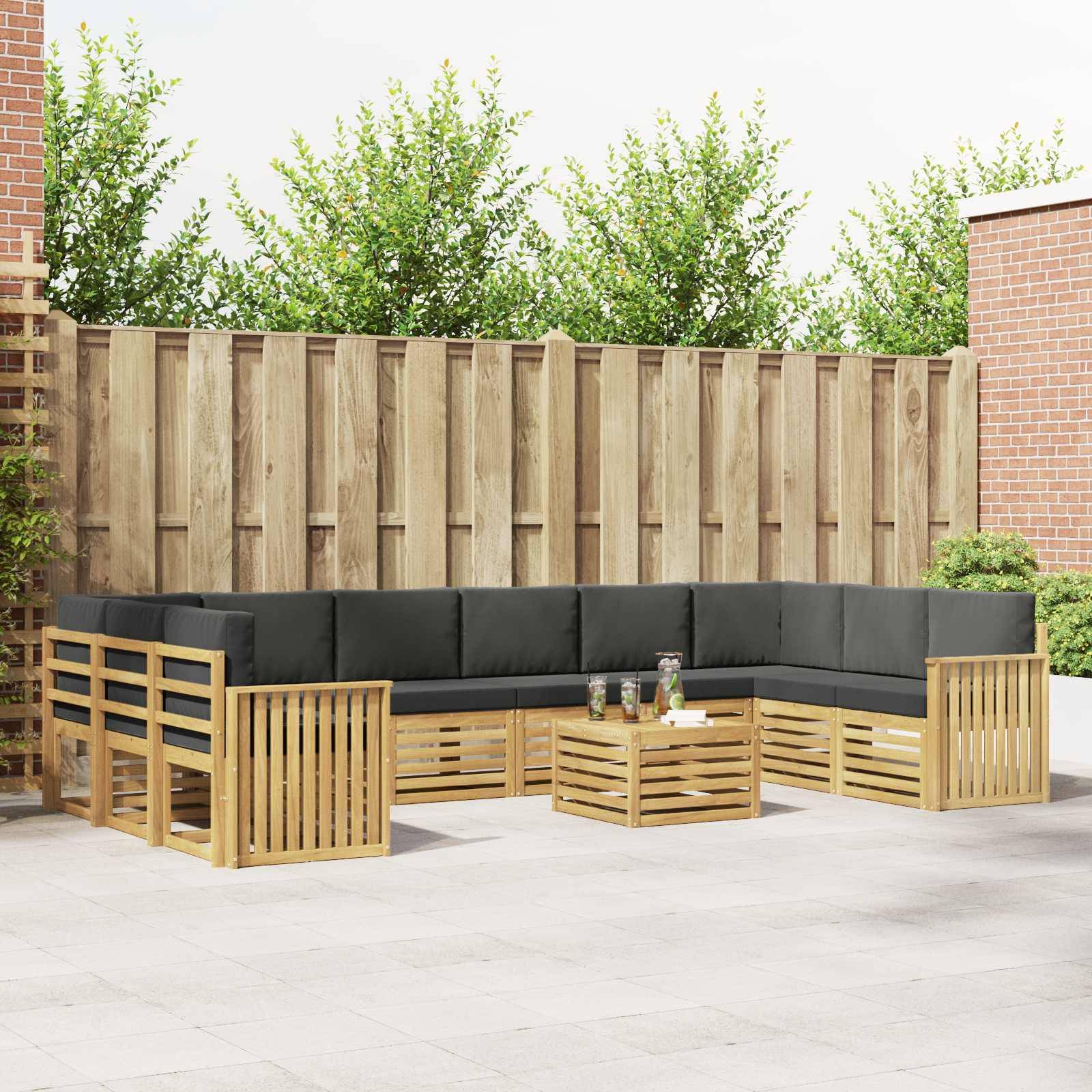 vidaXL Outdoor-Sofagarnitur 11 pcs Weiß und Anthrazit 59 x 59 x 37 cm
