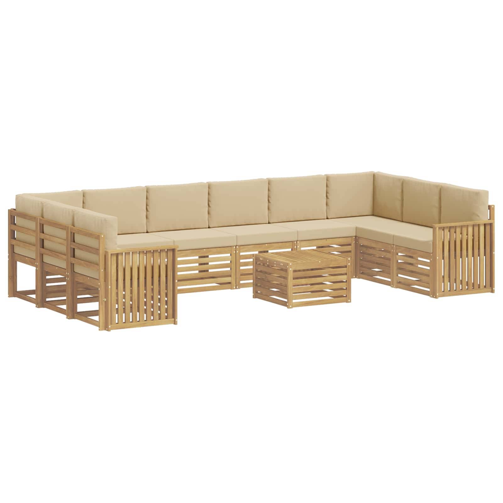 vidaXL Outdoor-Sofagarnitur 11 pcs Weiß und Beige 59 x 59 x 37 cm