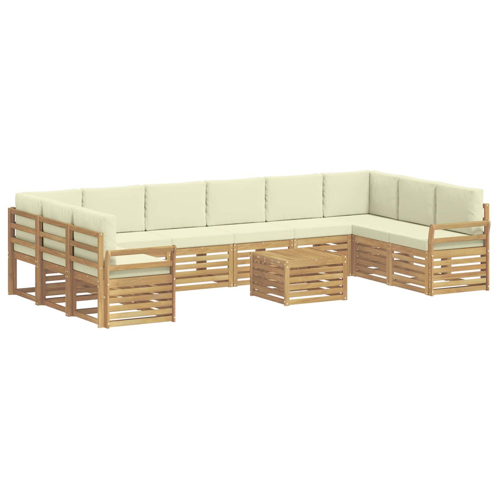 vidaXL Outdoor-Sofagarnitur 11 pcs Weiß und Creme 59 x 59 x 37 cm