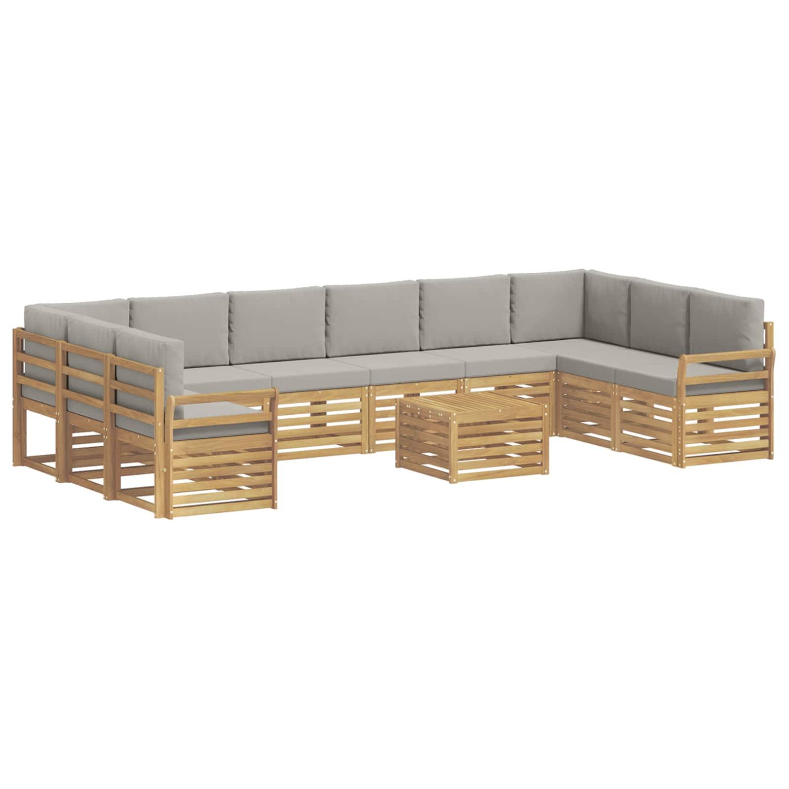vidaXL Outdoor-Sofagarnitur 11 pcs Weiß und Hellgrau 59 x 59 x 37 cm