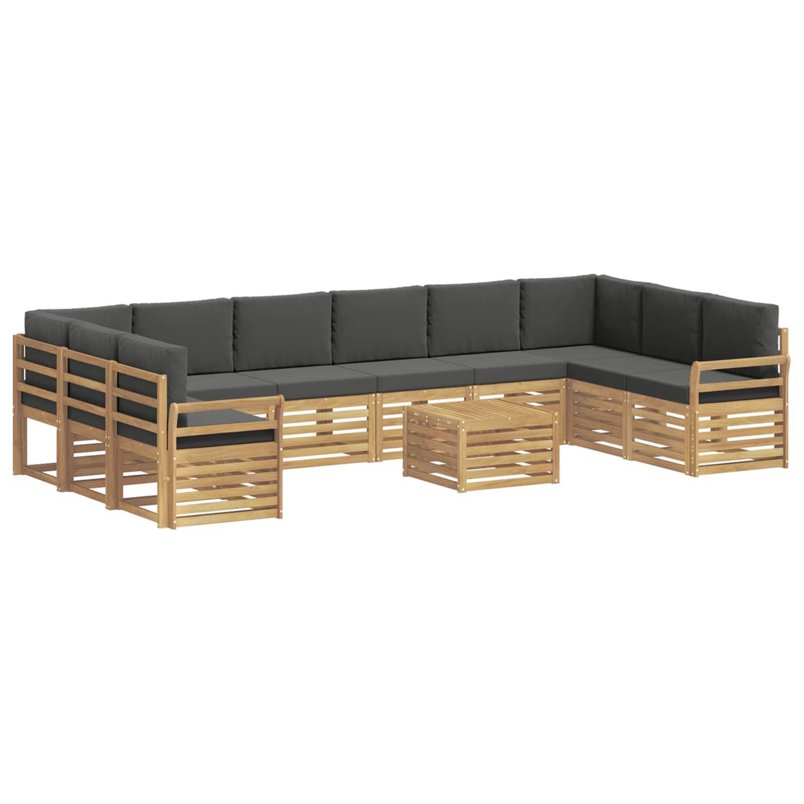 vidaXL Outdoor-Sofagarnitur 11 pcs Weiß und Anthrazit 59 x 59 x 37 cm