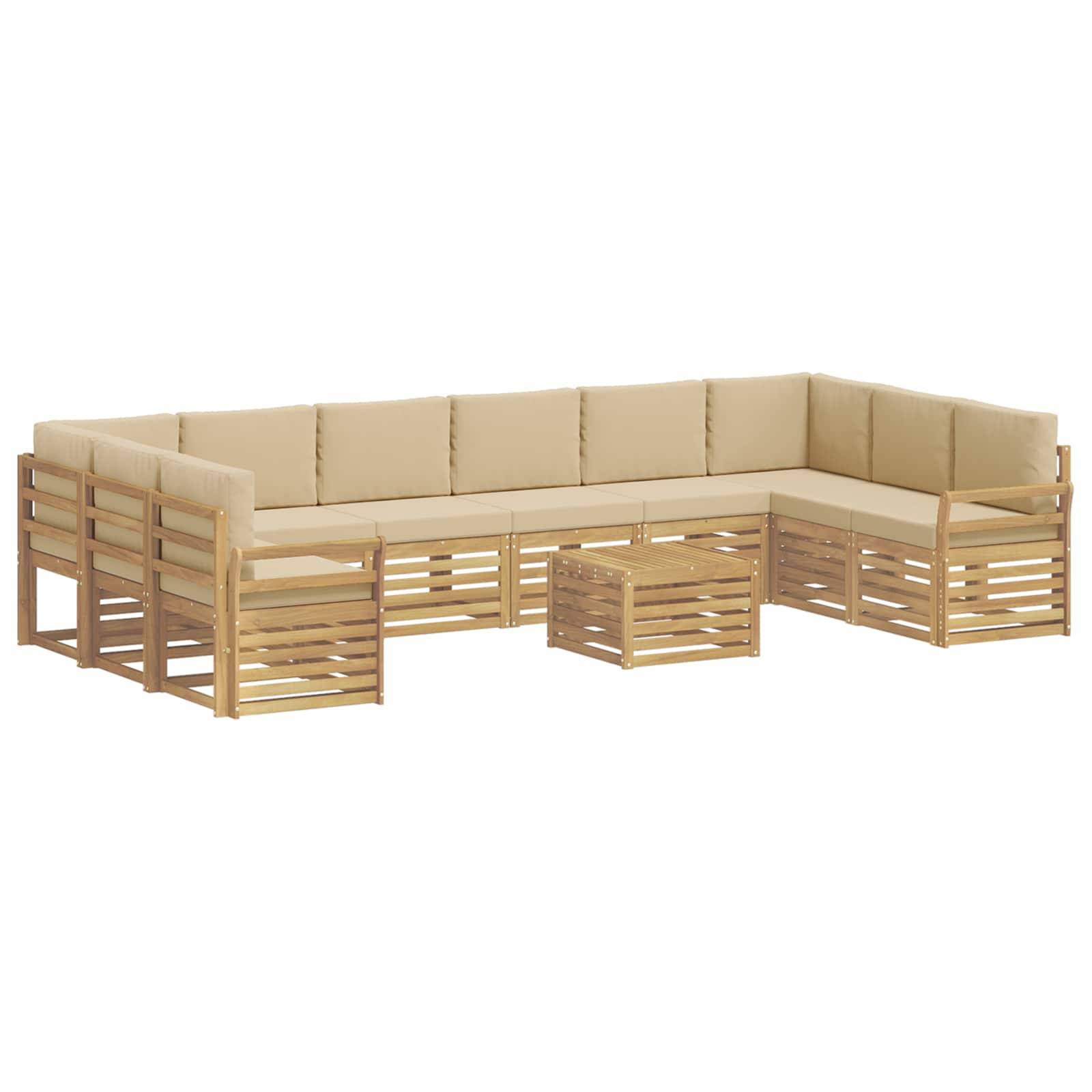 vidaXL Outdoor-Sofagarnitur 11 pcs Weiß und Beige 59 x 59 x 37 cm