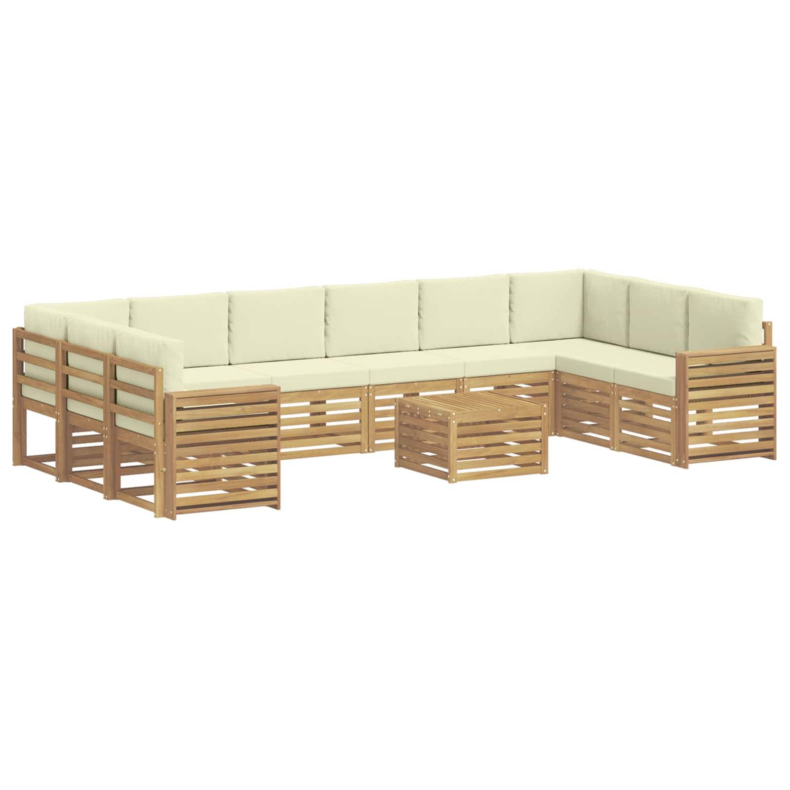 vidaXL Outdoor-Sofagarnitur 11 pcs Weiß und Creme 59 x 59 x 37 cm