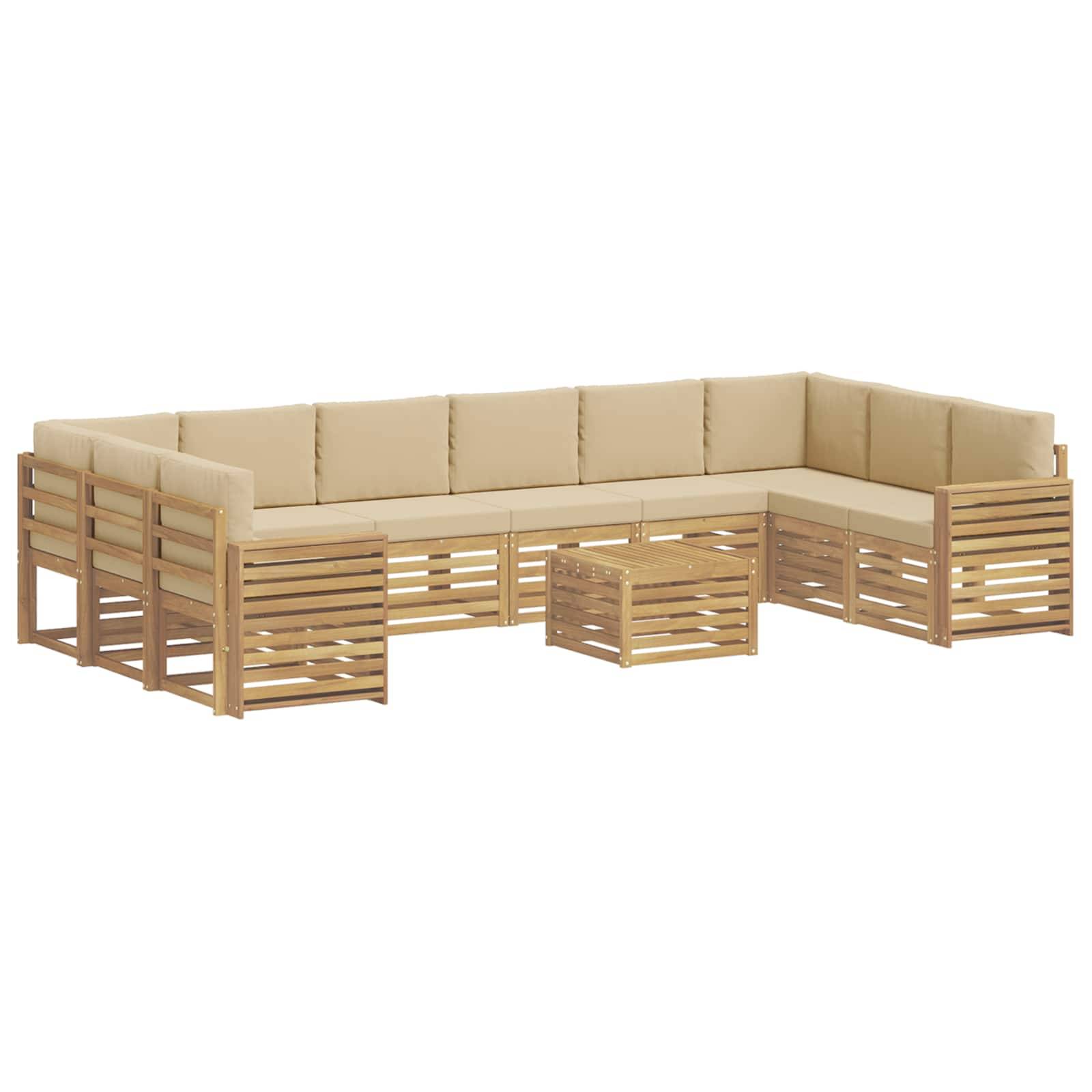 vidaXL Outdoor-Sofagarnitur 11 pcs Weiß und Beige 59 x 59 x 37 cm