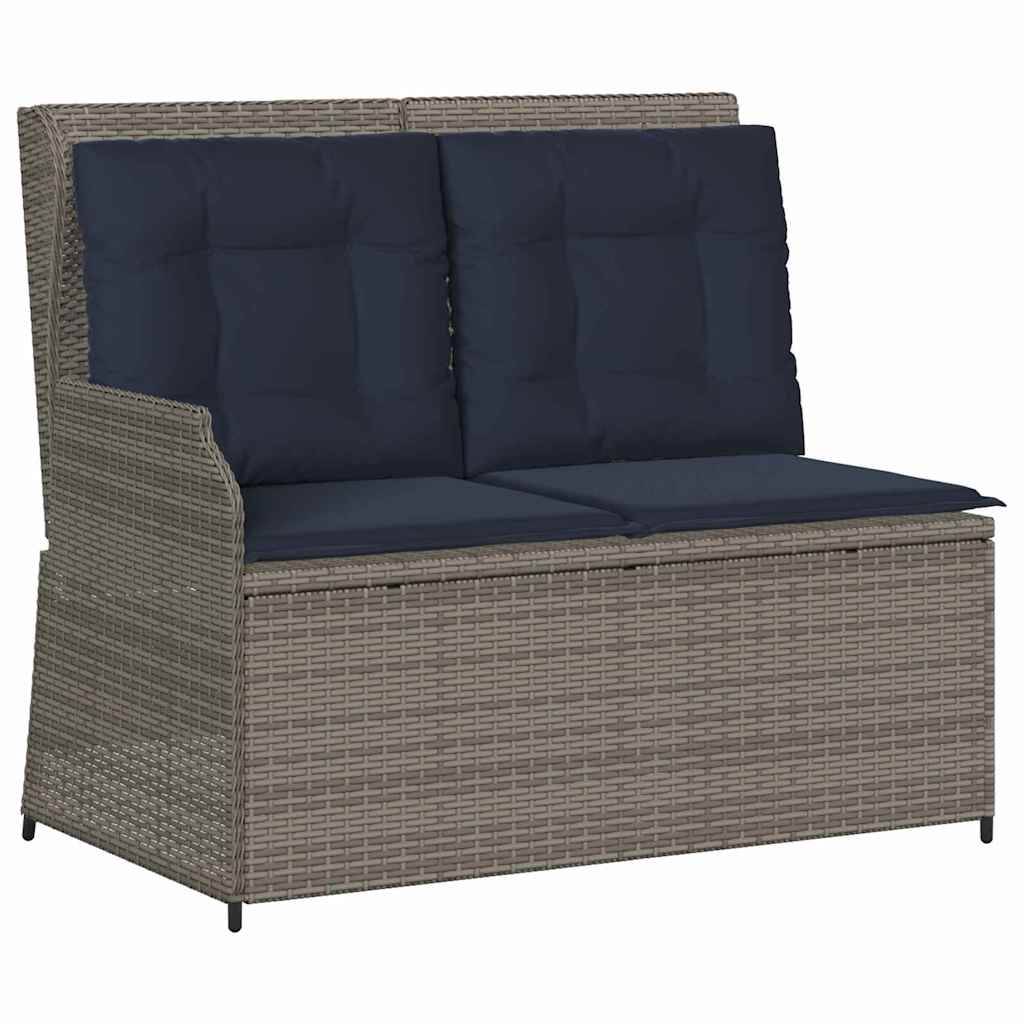 vidaXL Gartenbank Grau Poly-Rattan