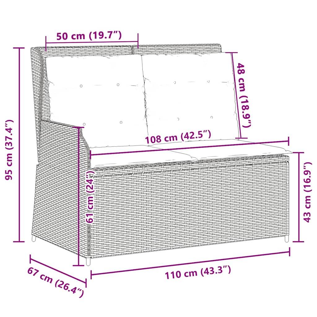 vidaXL Gartenbank Schwarz Poly-Rattan