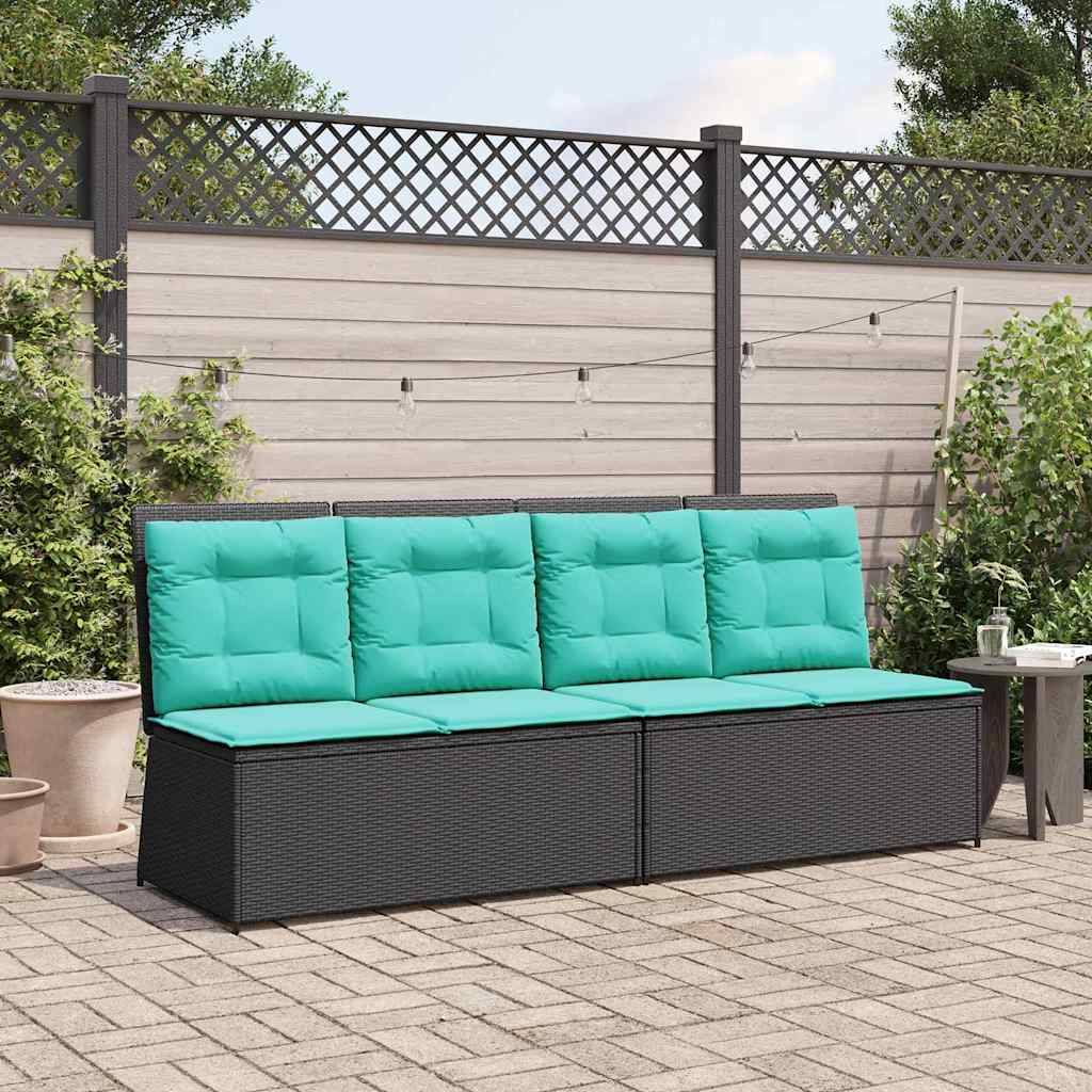 vidaXL Gartenbank Schwarz Poly-Rattan
