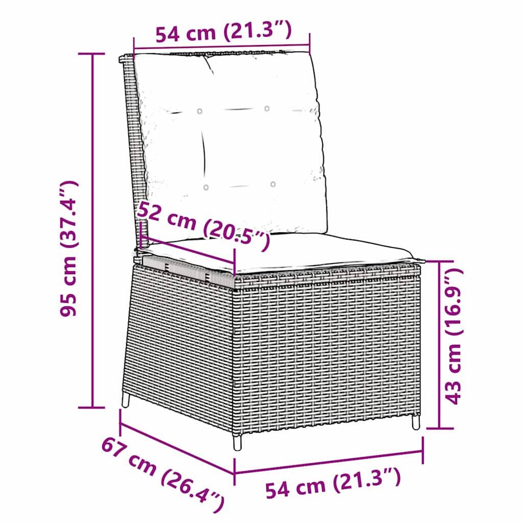 vidaXL Garten-Sofa mit Kissen Braun und Rot Poly-Rattan