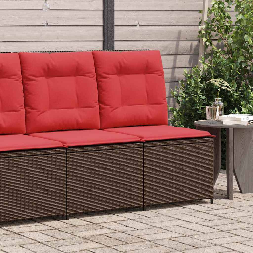 vidaXL Garten-Sofa mit Kissen Braun und Rot Poly-Rattan