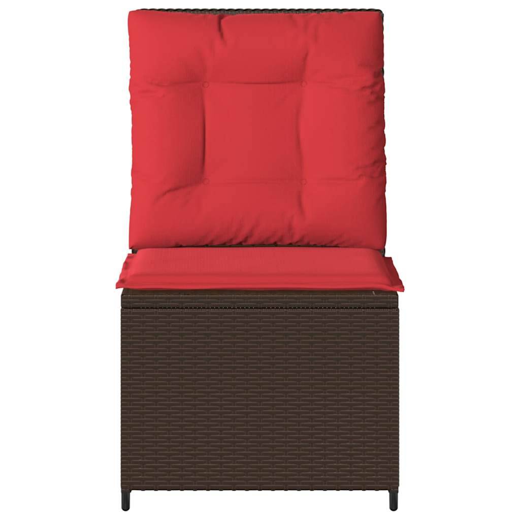 vidaXL Garten-Sofa mit Kissen Braun und Rot Poly-Rattan