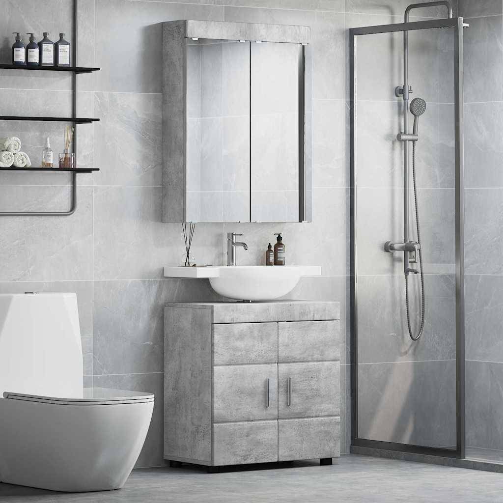 vidaXL Badezimmermöbel-Set TULUM 2 pcs Beton Grau 60 x 34 x 63 cm