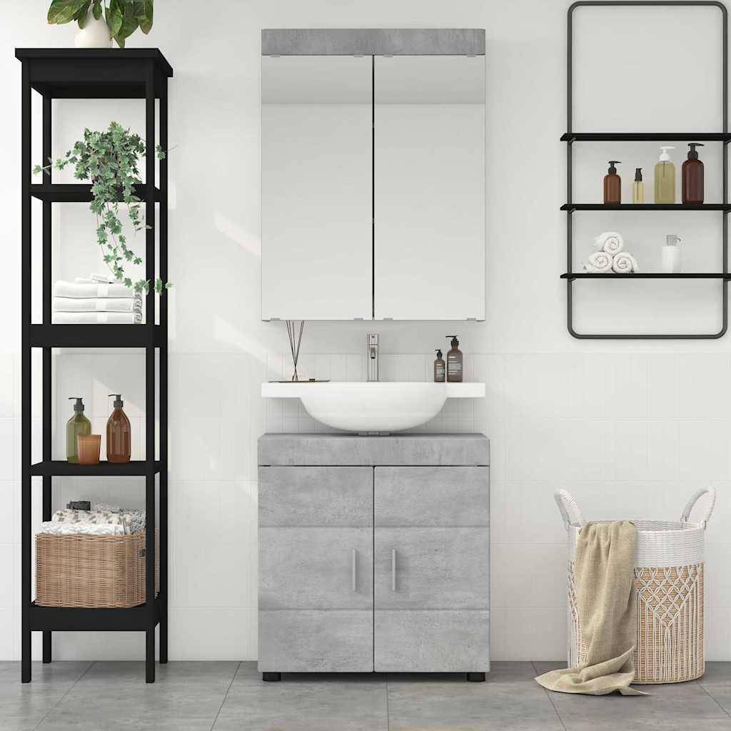 vidaXL Badezimmermöbel-Set TULUM 2 pcs Beton Grau 60 x 34 x 63 cm