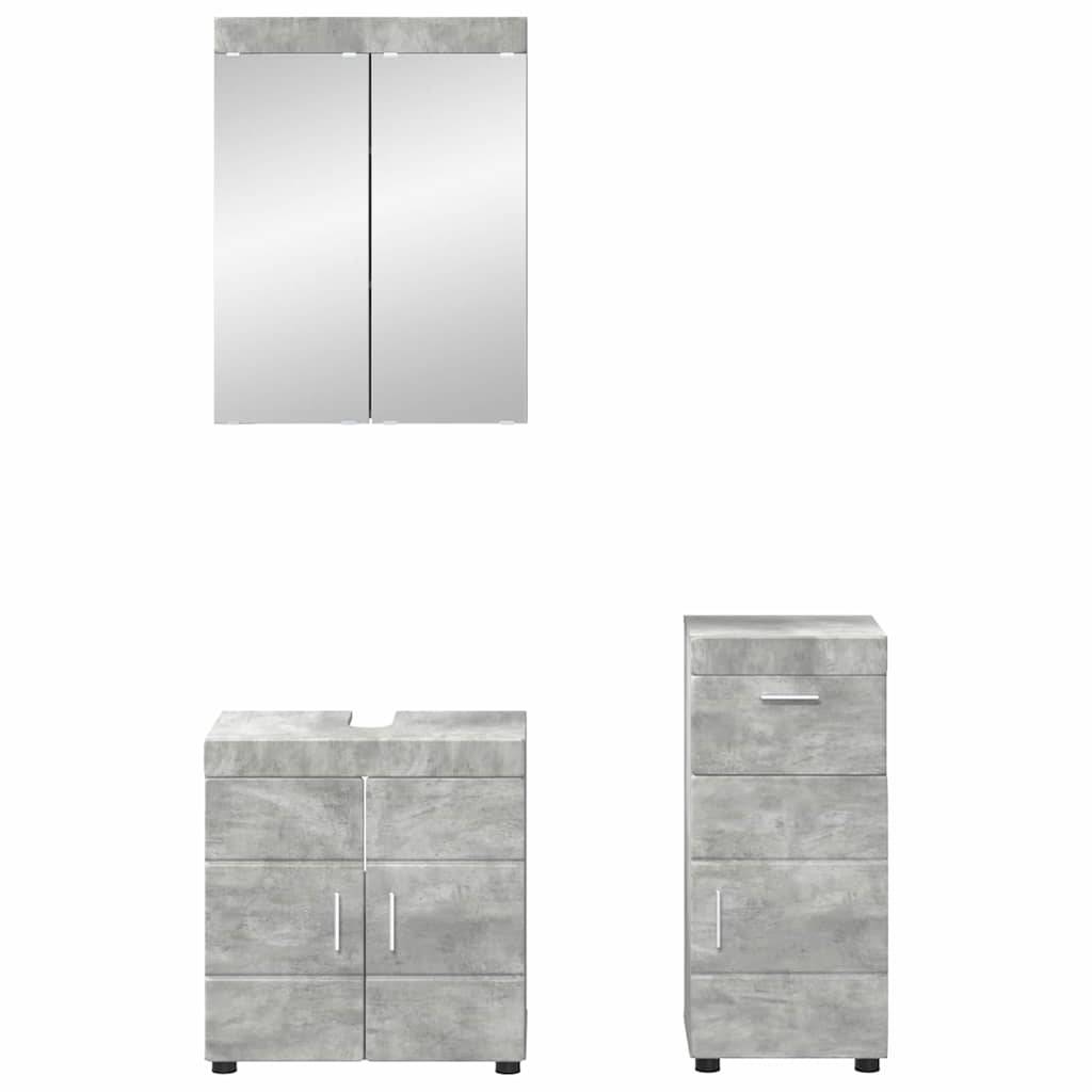 vidaXL Badezimmermöbel-Set TULUM 3 pcs Beton Grau 60 x 34 x 63 cm
