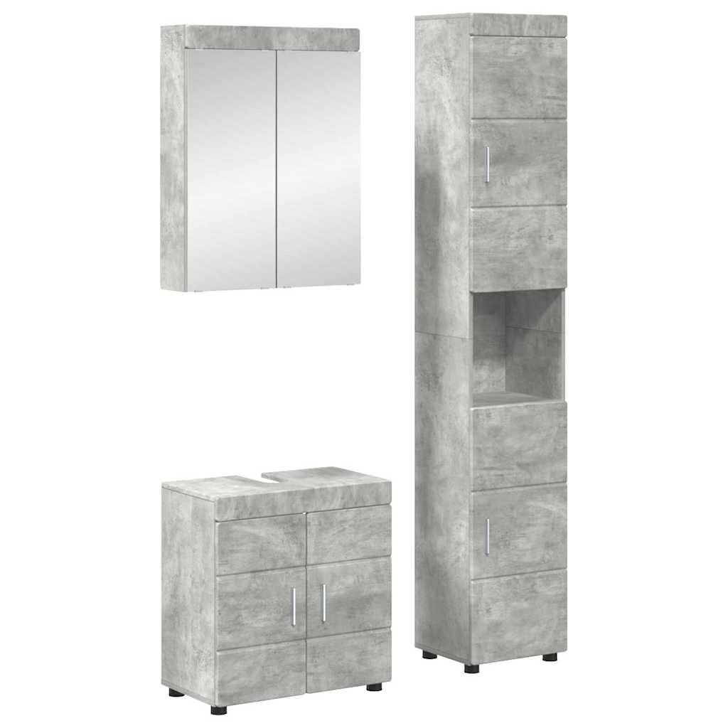 vidaXL Badezimmermöbel-Set TULUM 3 pcs Beton Grau 60 x 34 x 63 cm