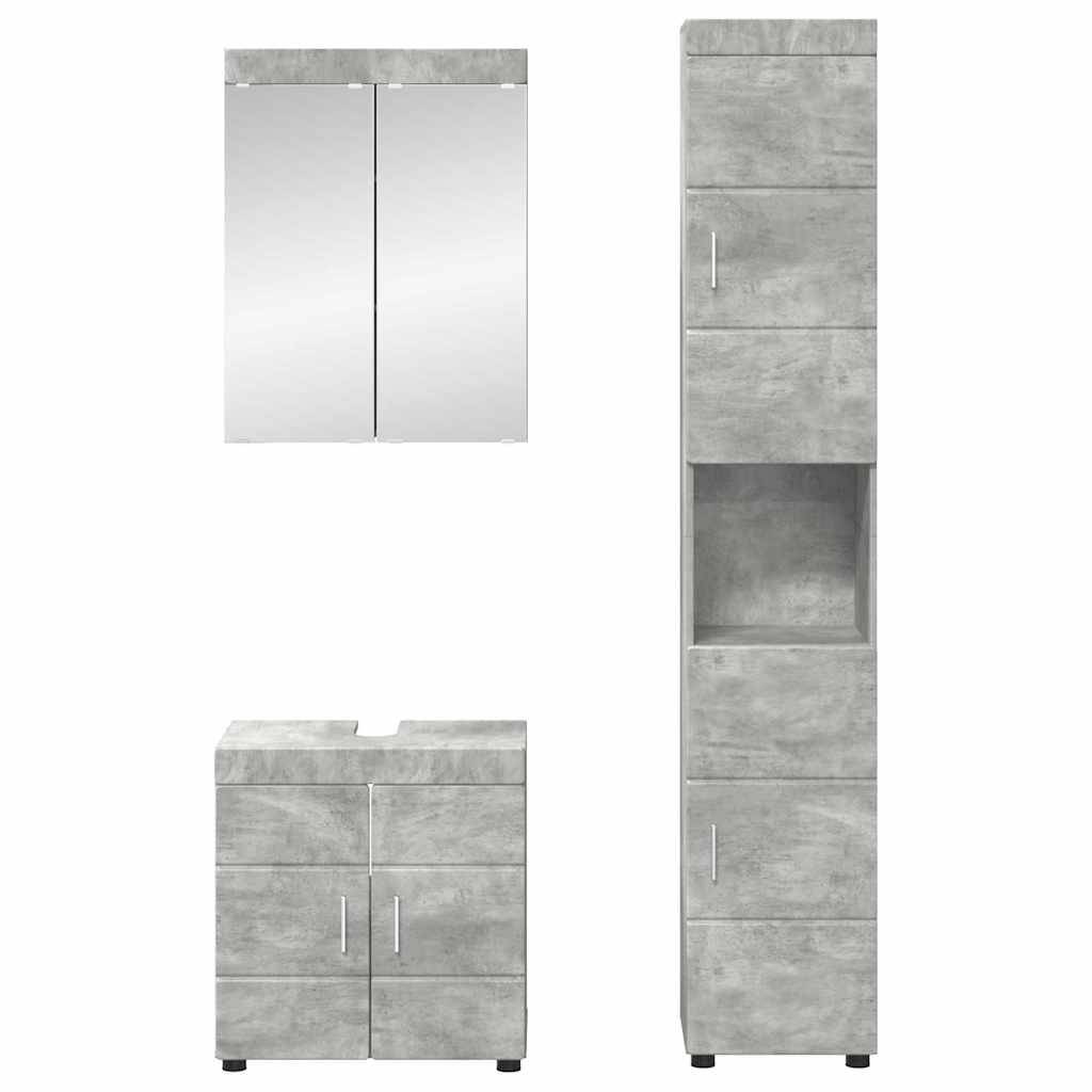 vidaXL Badezimmermöbel-Set TULUM 3 pcs Beton Grau 60 x 34 x 63 cm