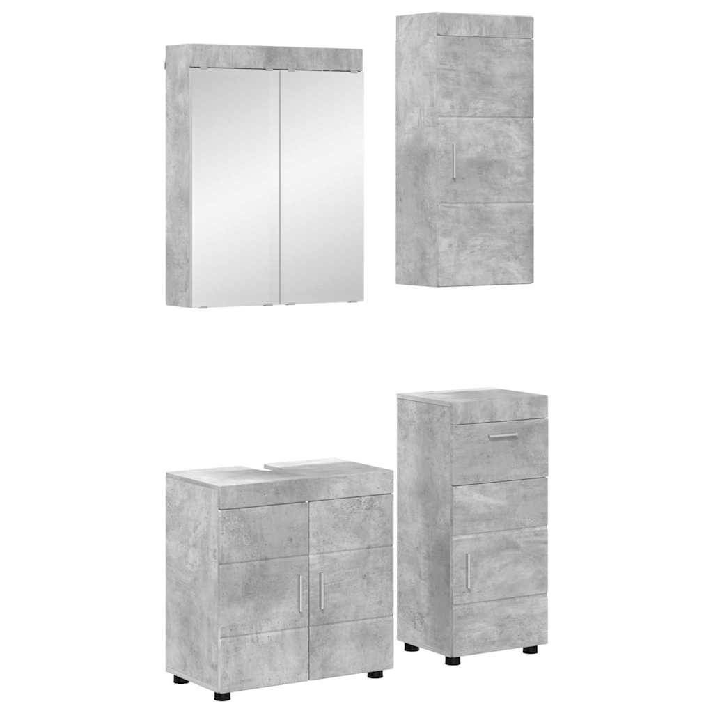 vidaXL Badezimmermöbel-Set TULUM 4 pcs Beton Grau 60 x 34 x 63 cm