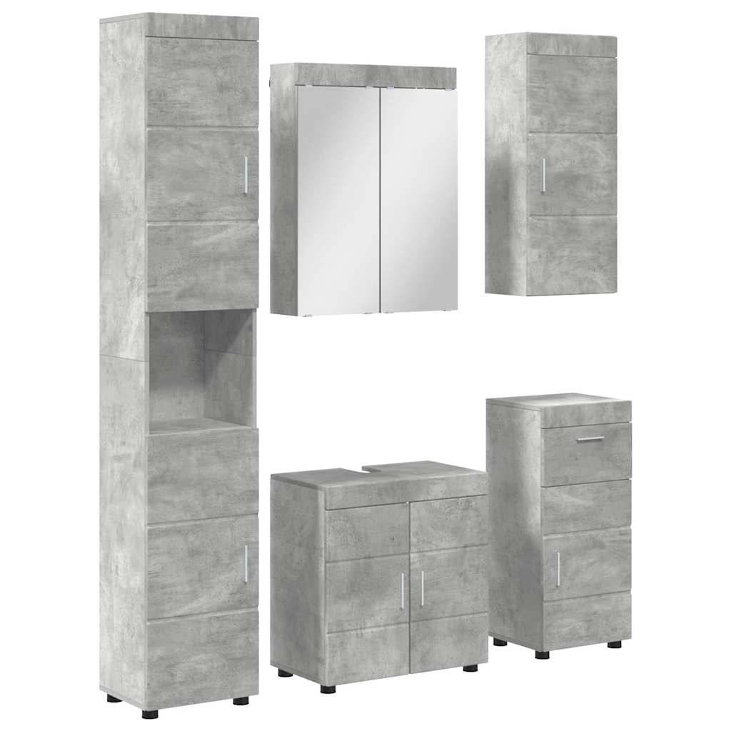 vidaXL Badezimmermöbel-Set TULUM 5 pcs Beton Grau 60 x 34 x 63 cm