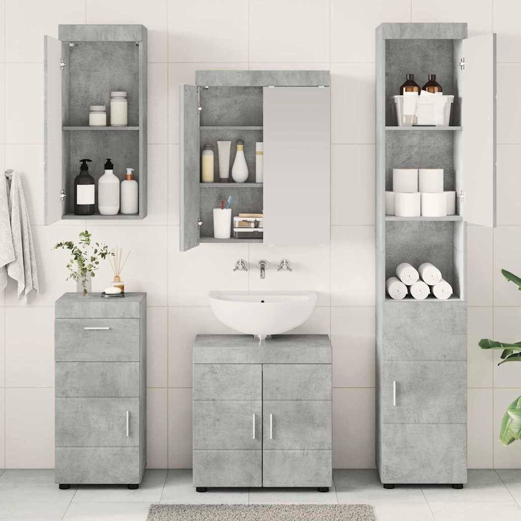 vidaXL Badezimmermöbel-Set TULUM 5 pcs Beton Grau 60 x 34 x 63 cm