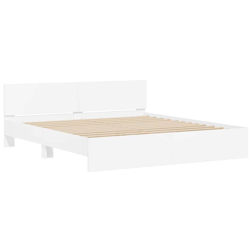 vidaXL Bettrahmen Wandmontage Weiß 137 x 190 cm Holzwerkstoff