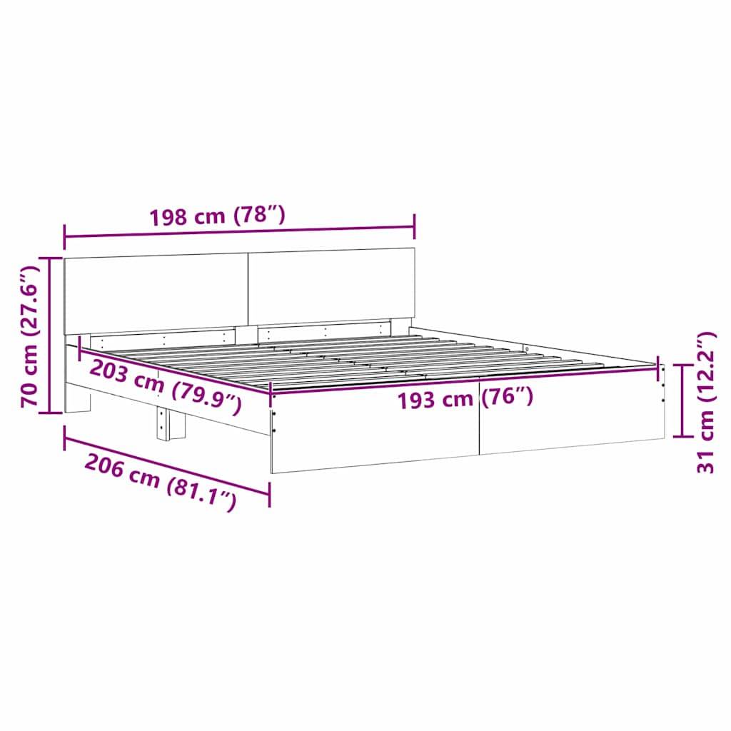 vidaXL Bettgestell mit Kopfteil Sonoma 193 x 203 cm Holzwerkstoff