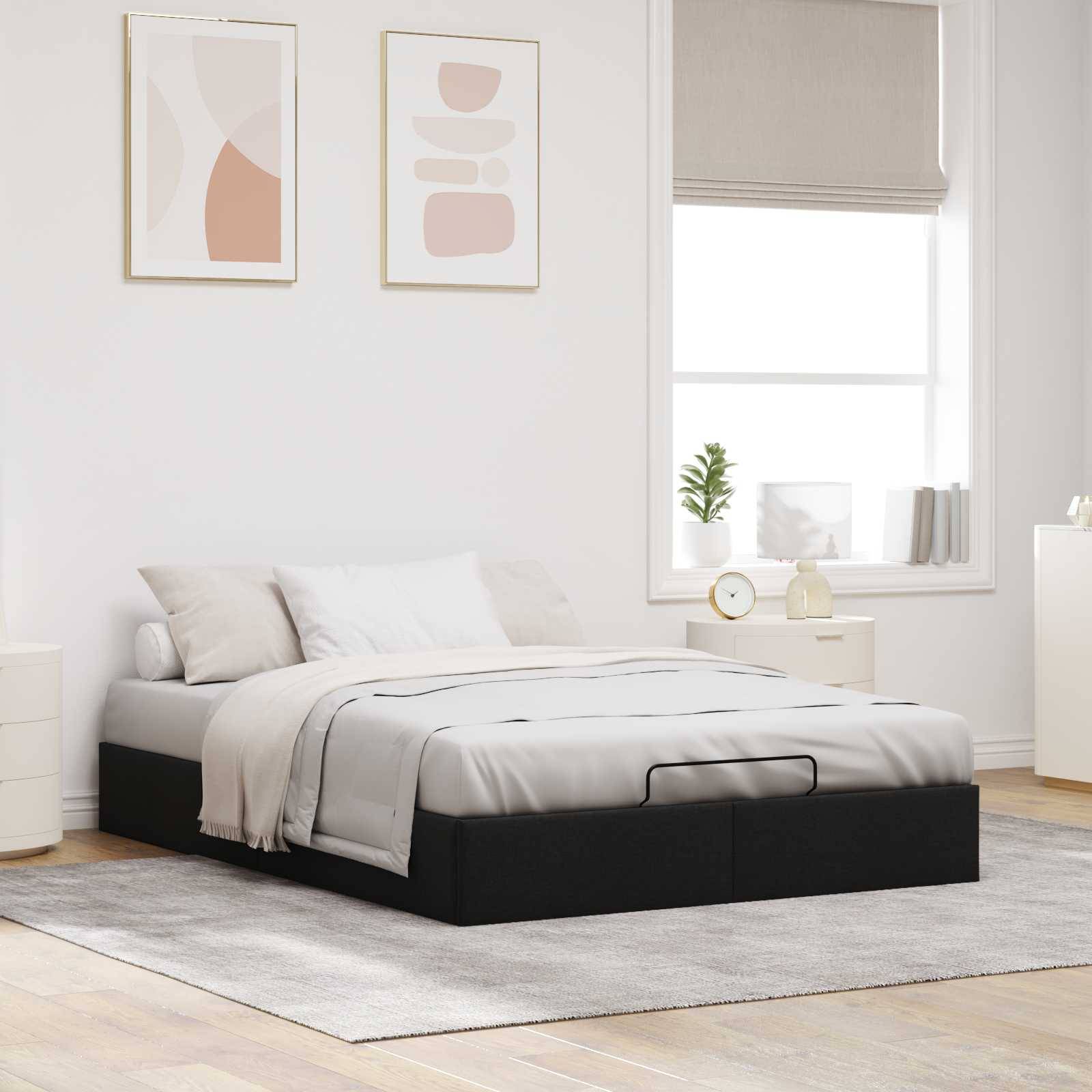 vidaXL Ottoman Bettgestell Schwarz 152 x 203 cm Stoff