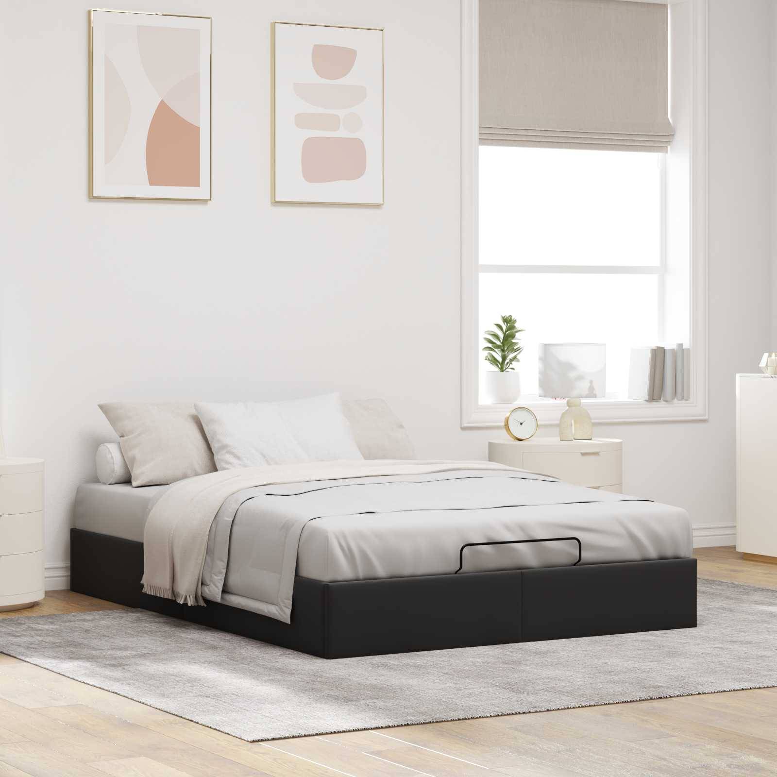 vidaXL Ottoman Bettgestell Schwarz 152 x 203 cm Samt