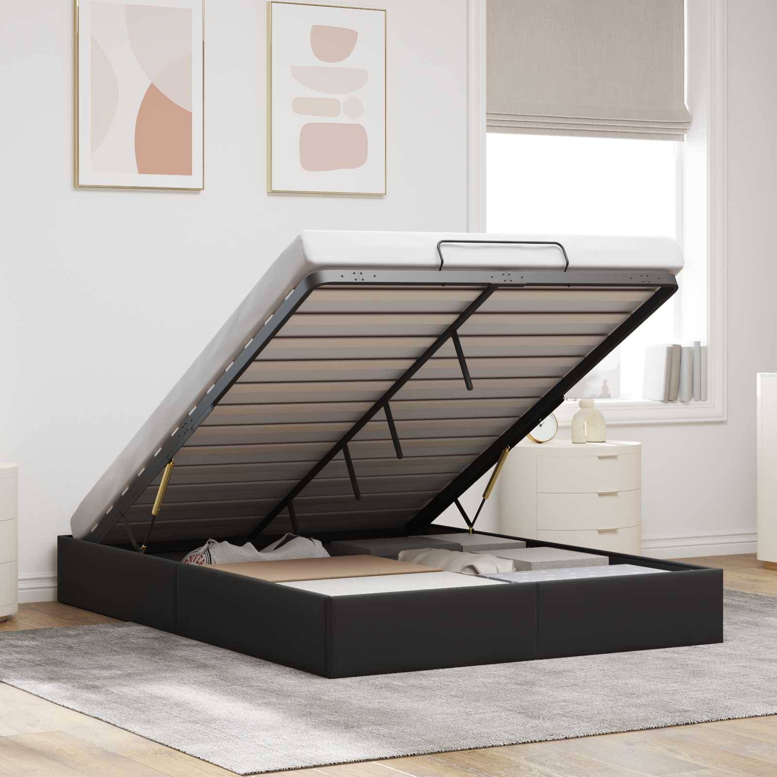 vidaXL Ottoman Bettgestell Schwarz 152 x 203 cm Samt