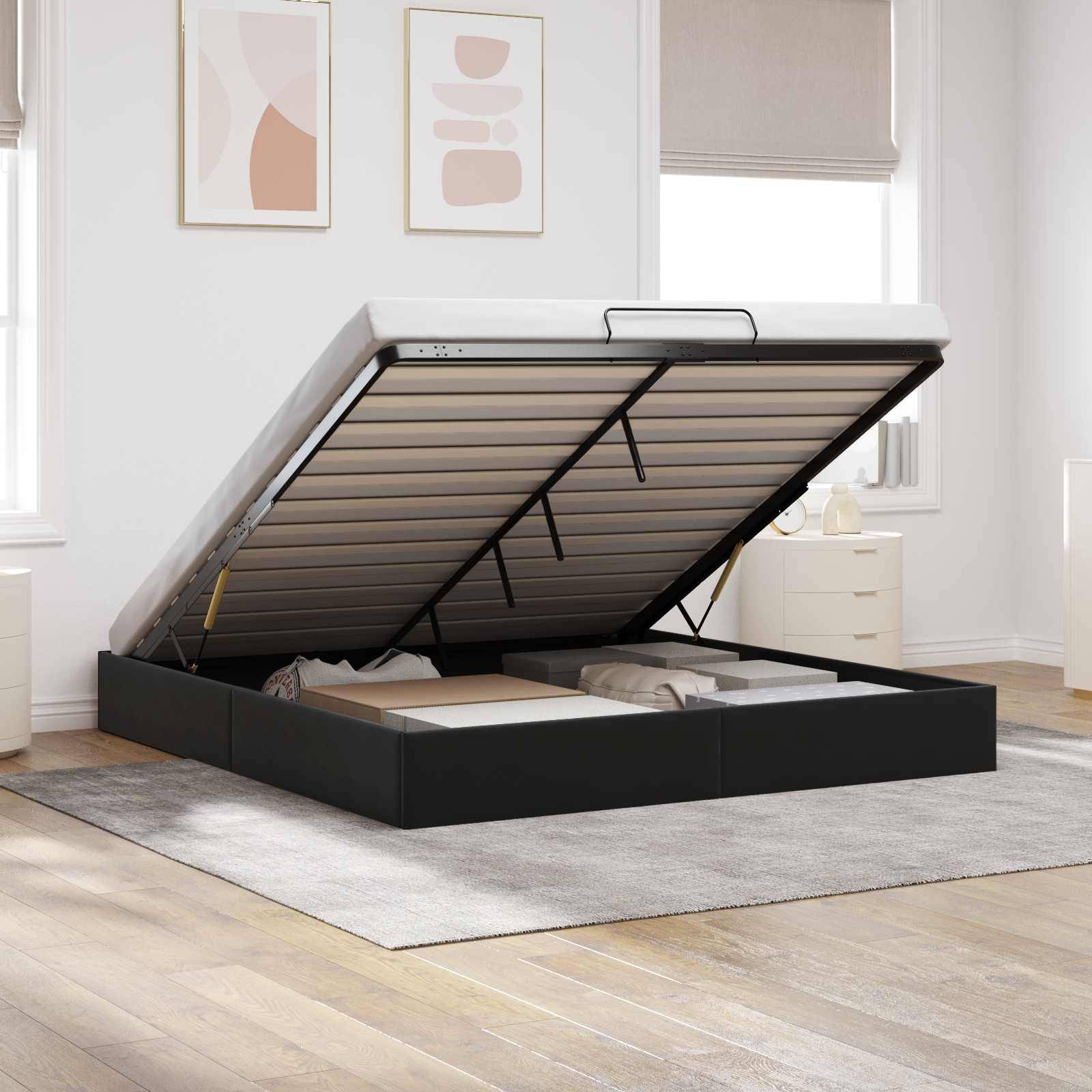 vidaXL Ottoman Bettgestell Schwarz King Size Samt