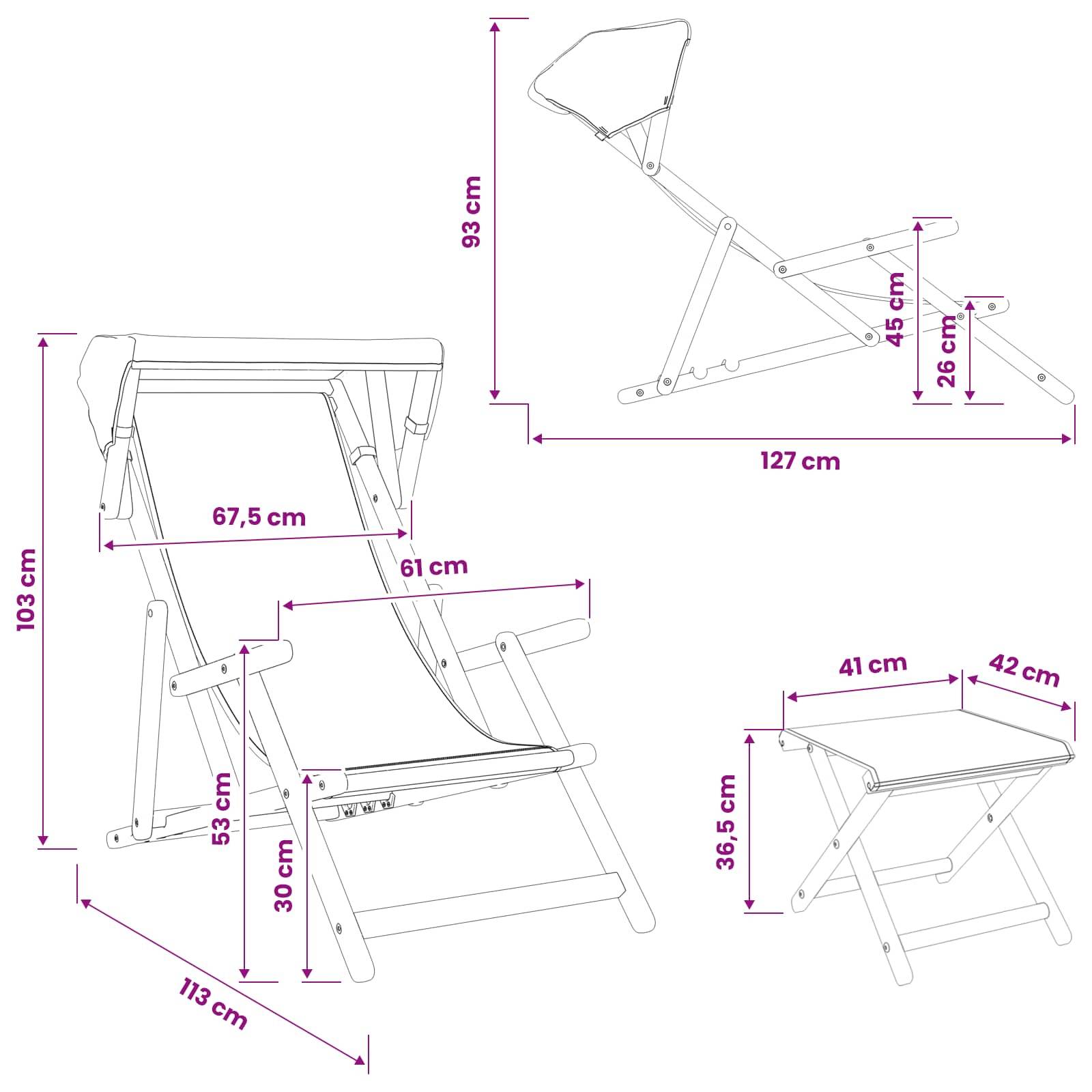 vidaXL Liegestuhl 4 stk. 3 Position Massives Eukalyptus Holz Taupe
