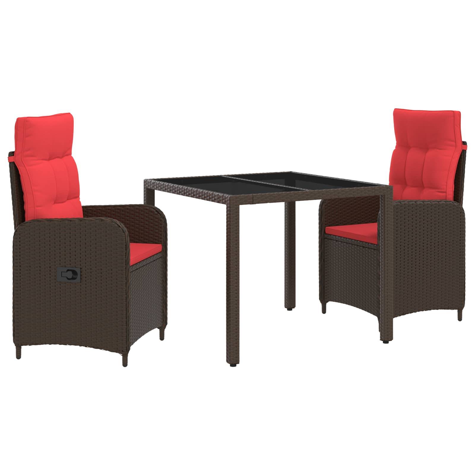 vidaXL Outdoortisch-Set 3 pcs Poly-Rattan