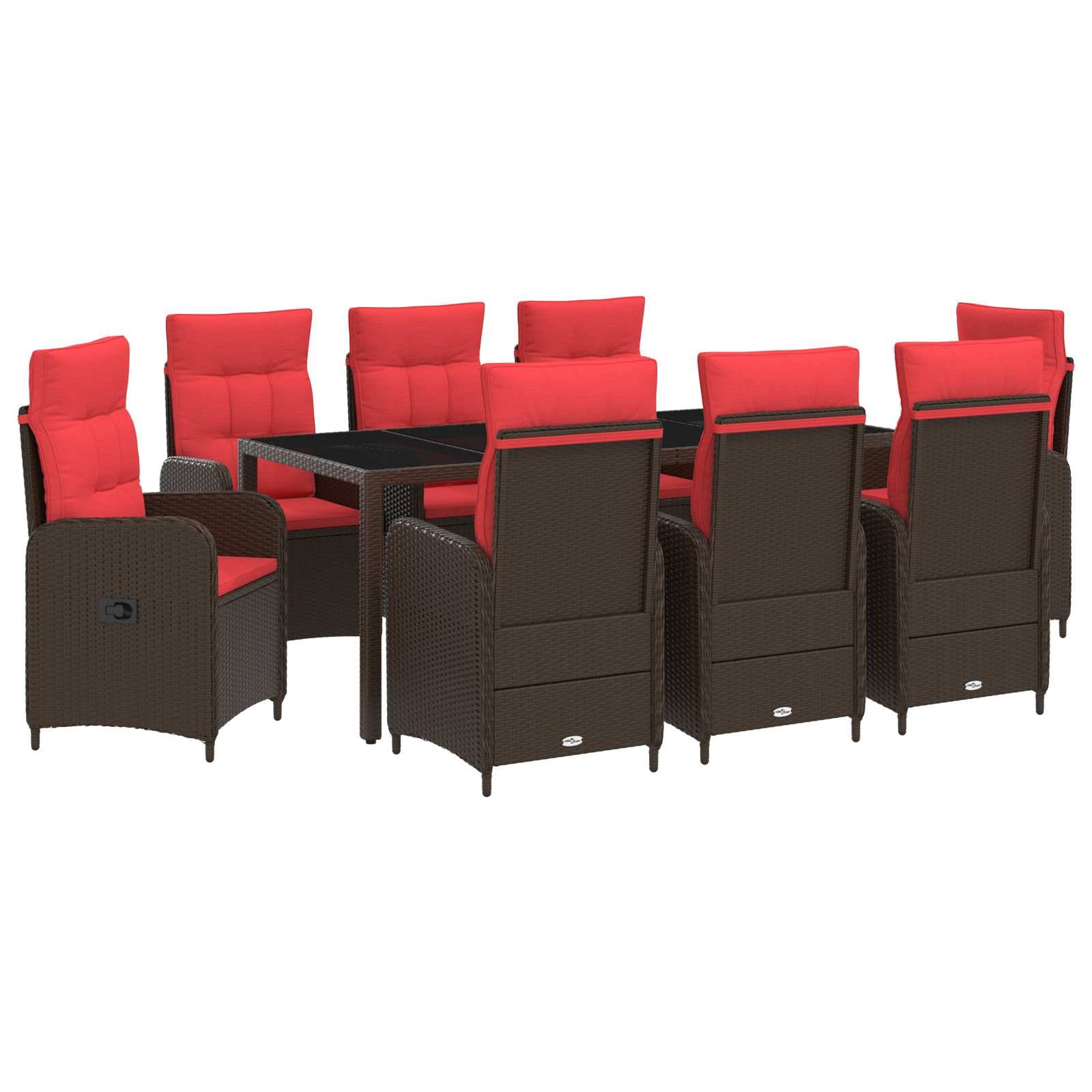 vidaXL Outdoortisch-Set 9 pcs Poly-Rattan
