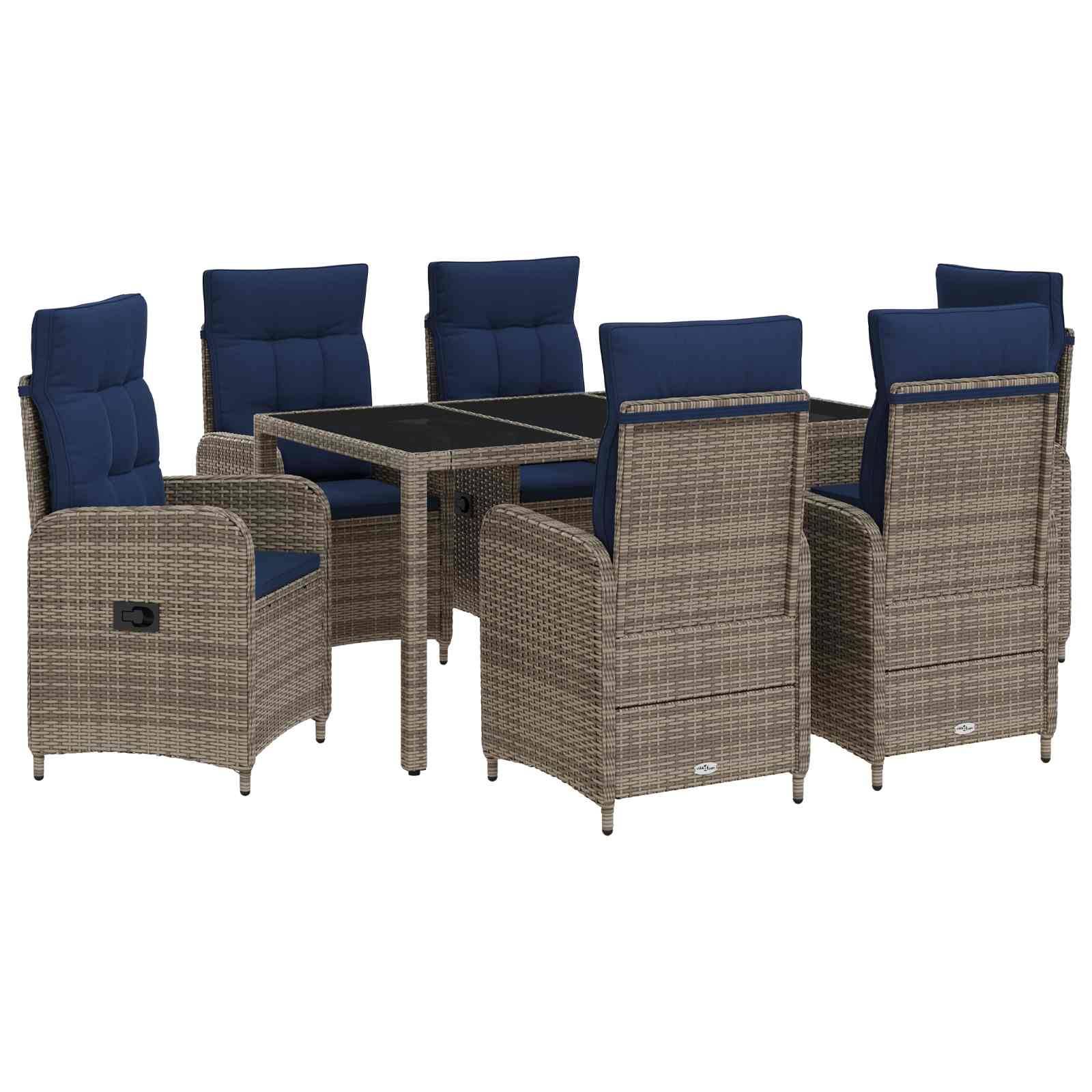 vidaXL Outdoortisch-Set 7 pcs Poly-Rattan