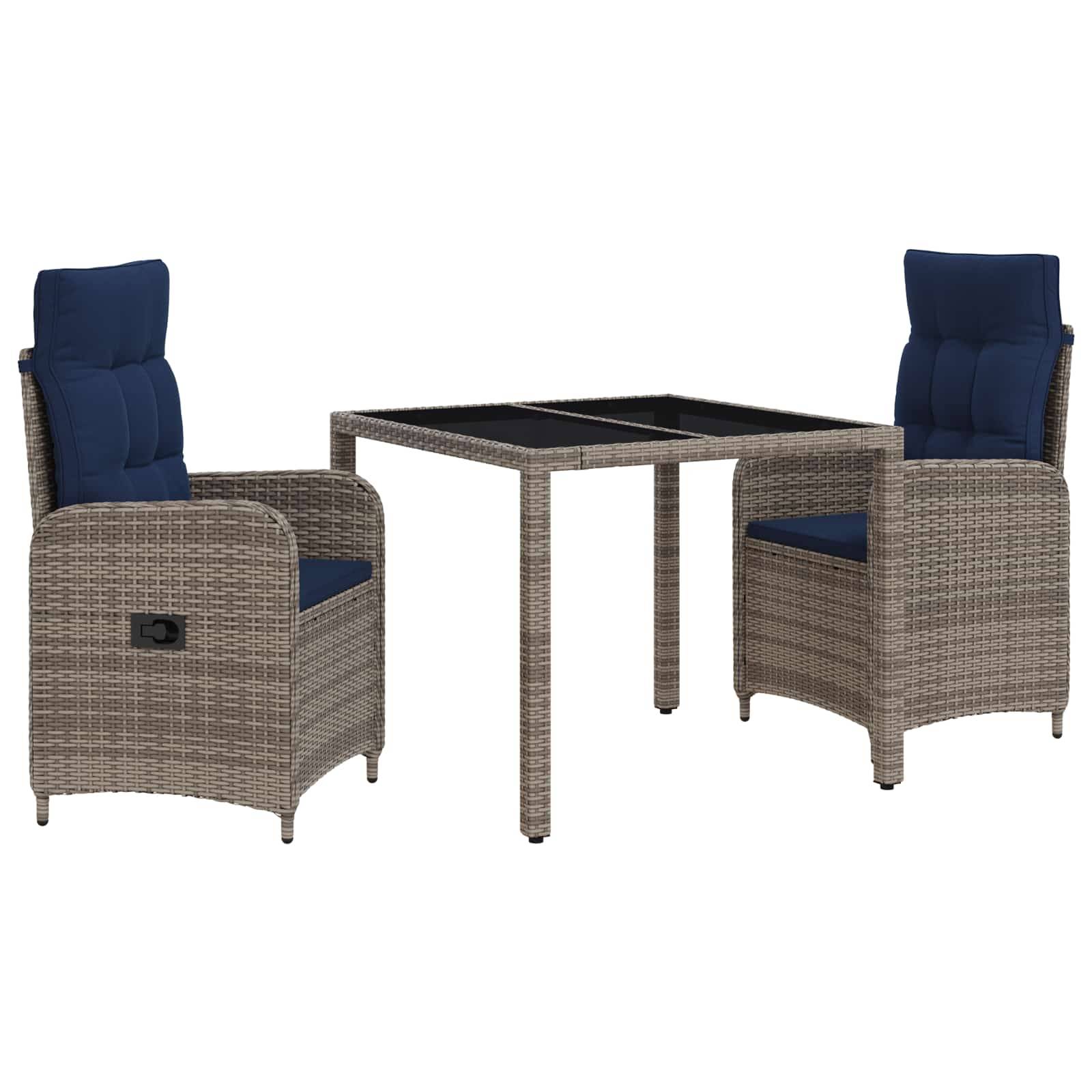vidaXL Outdoortisch-Set 3 pcs Poly-Rattan