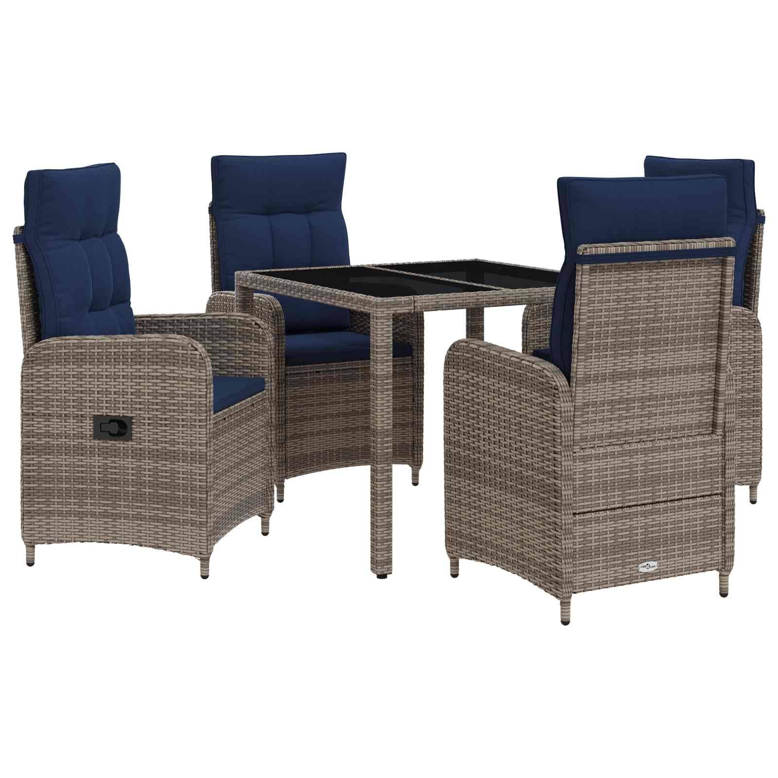 vidaXL Outdoortisch-Set 5 pcs Poly-Rattan