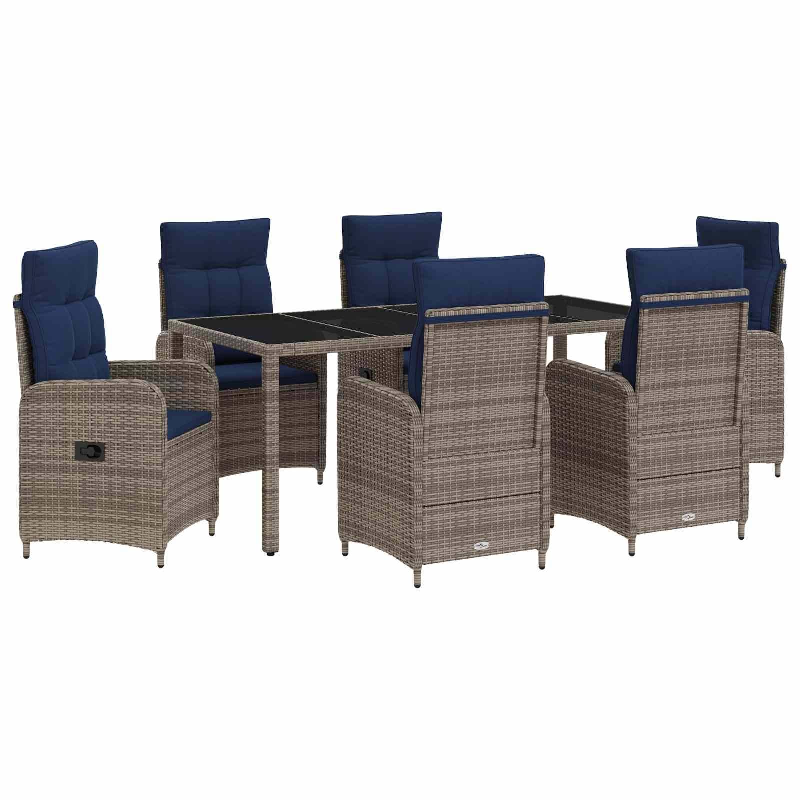 vidaXL Outdoortisch-Set 7 pcs Poly-Rattan