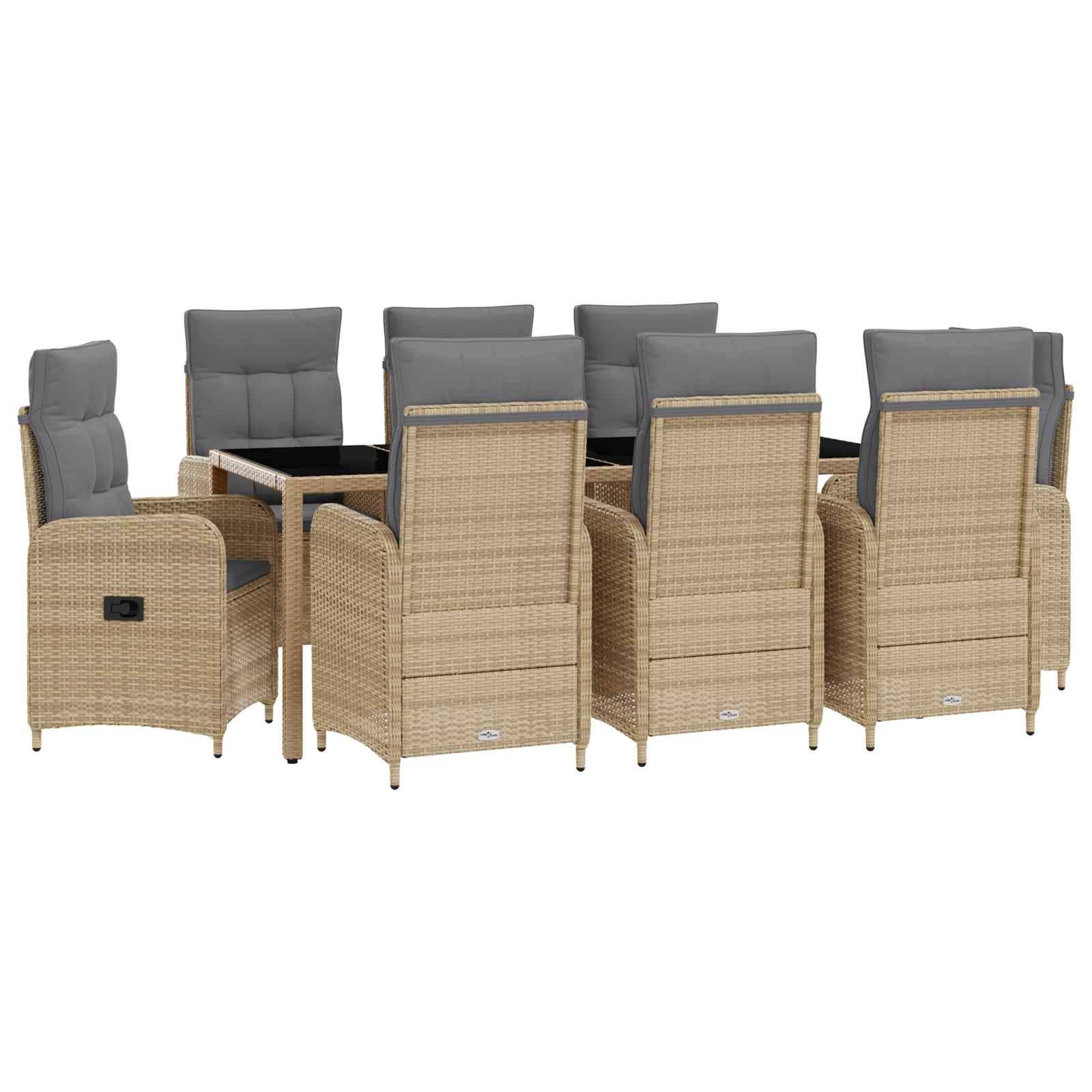 vidaXL Outdoortisch-Set 9 pcs Beige und Hellgrau 190 x 90 x 75 cm