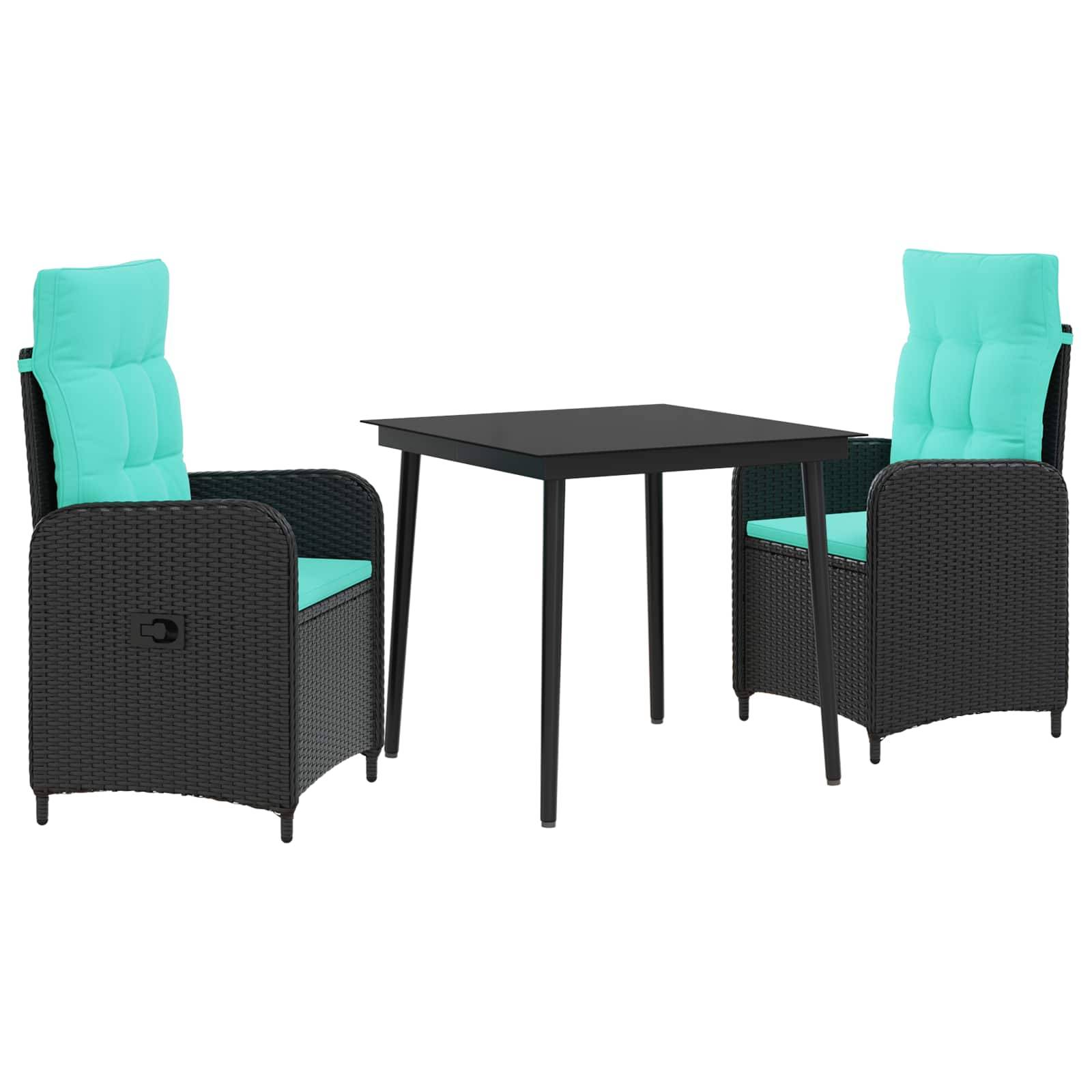 vidaXL Sofa-Tischset 3 pcs PE Rattan und pulverbeschichteter Stahl