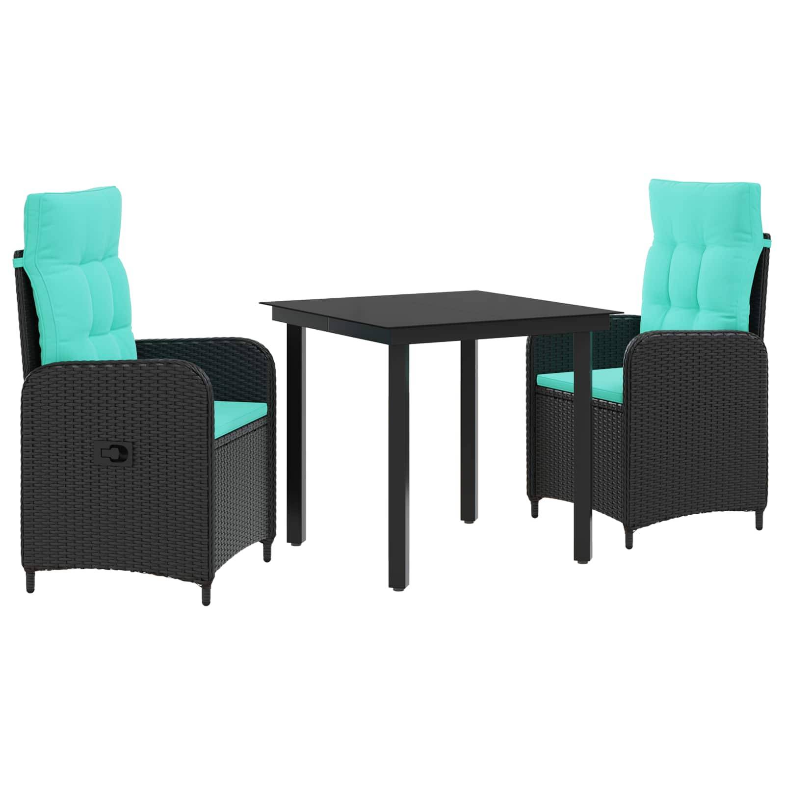 vidaXL Sofa-Tischset 3 pcs PE Rattan und pulverbeschichteter Stahl