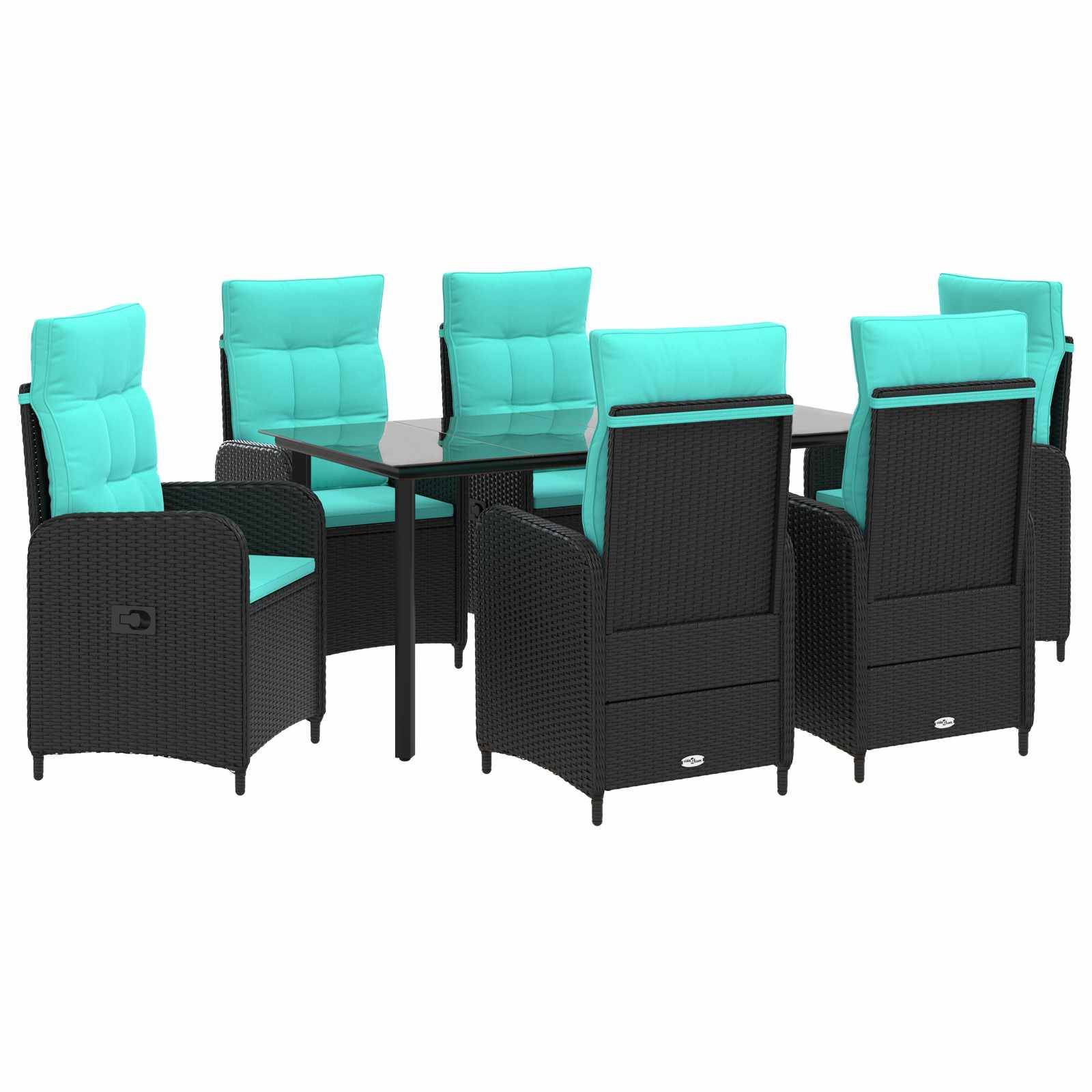 vidaXL Sofa-Tischset 7 pcs PE Rattan und pulverbeschichteter Stahl