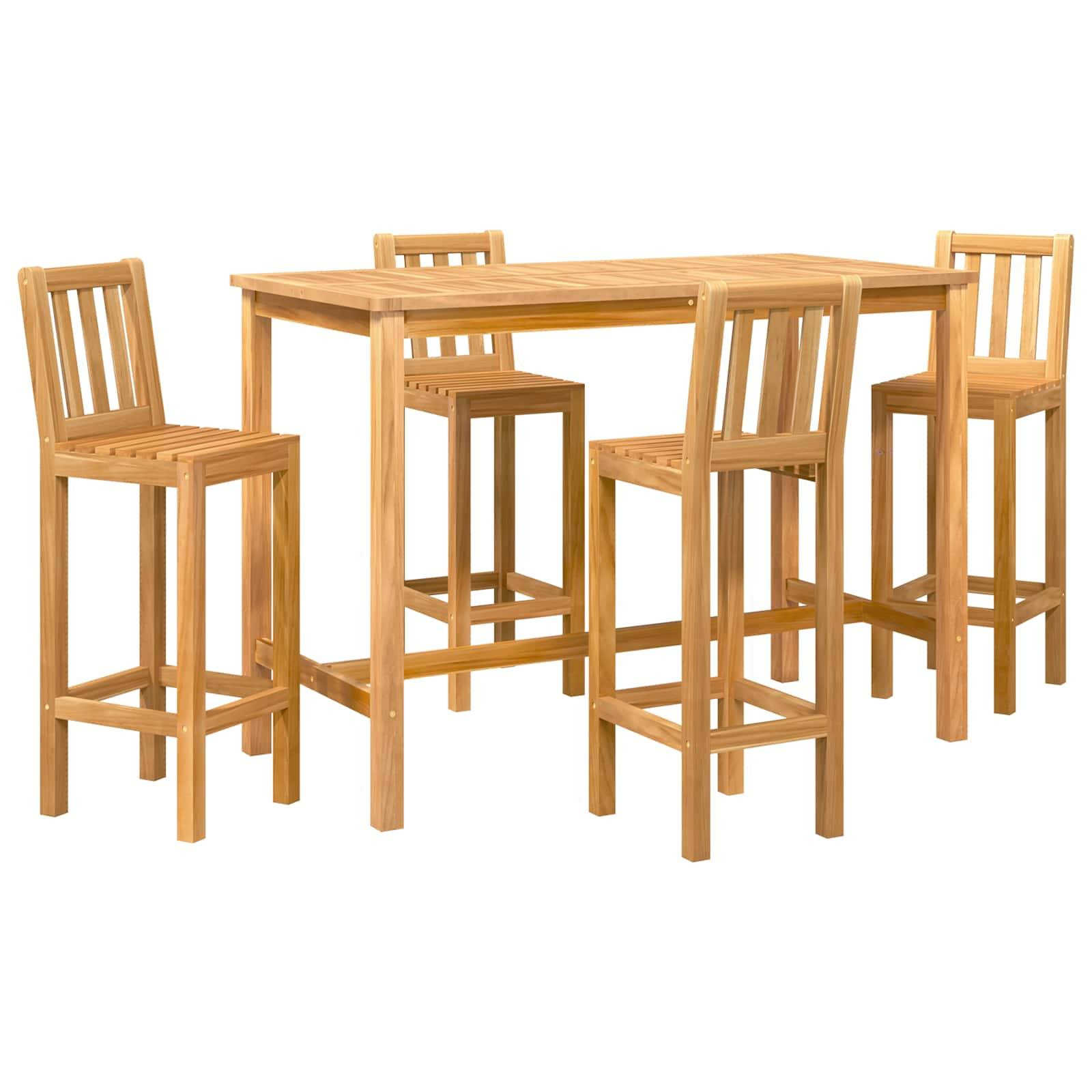vidaXL Outdoor Bar Set 5 pcs Natur Massivholz Teak