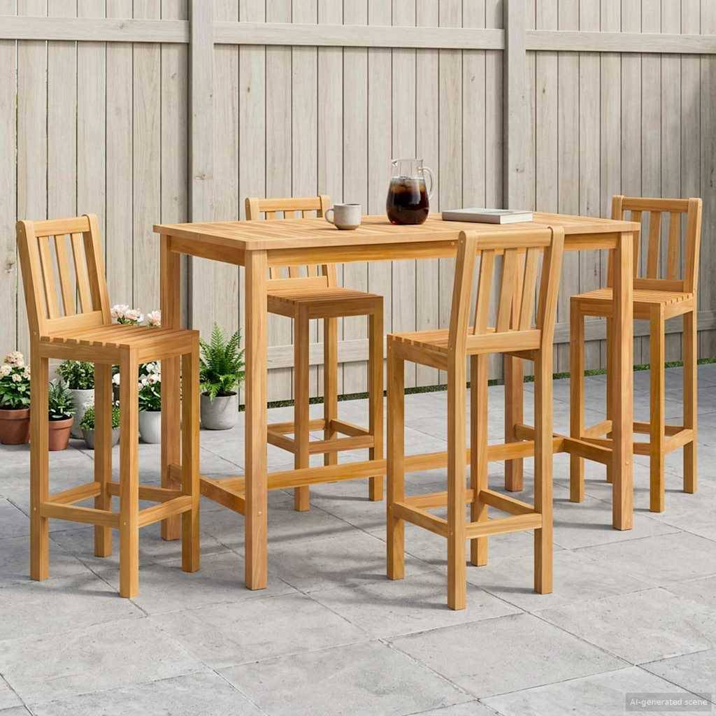 vidaXL Outdoor Bar Set 5 pcs Natur Massivholz Teak