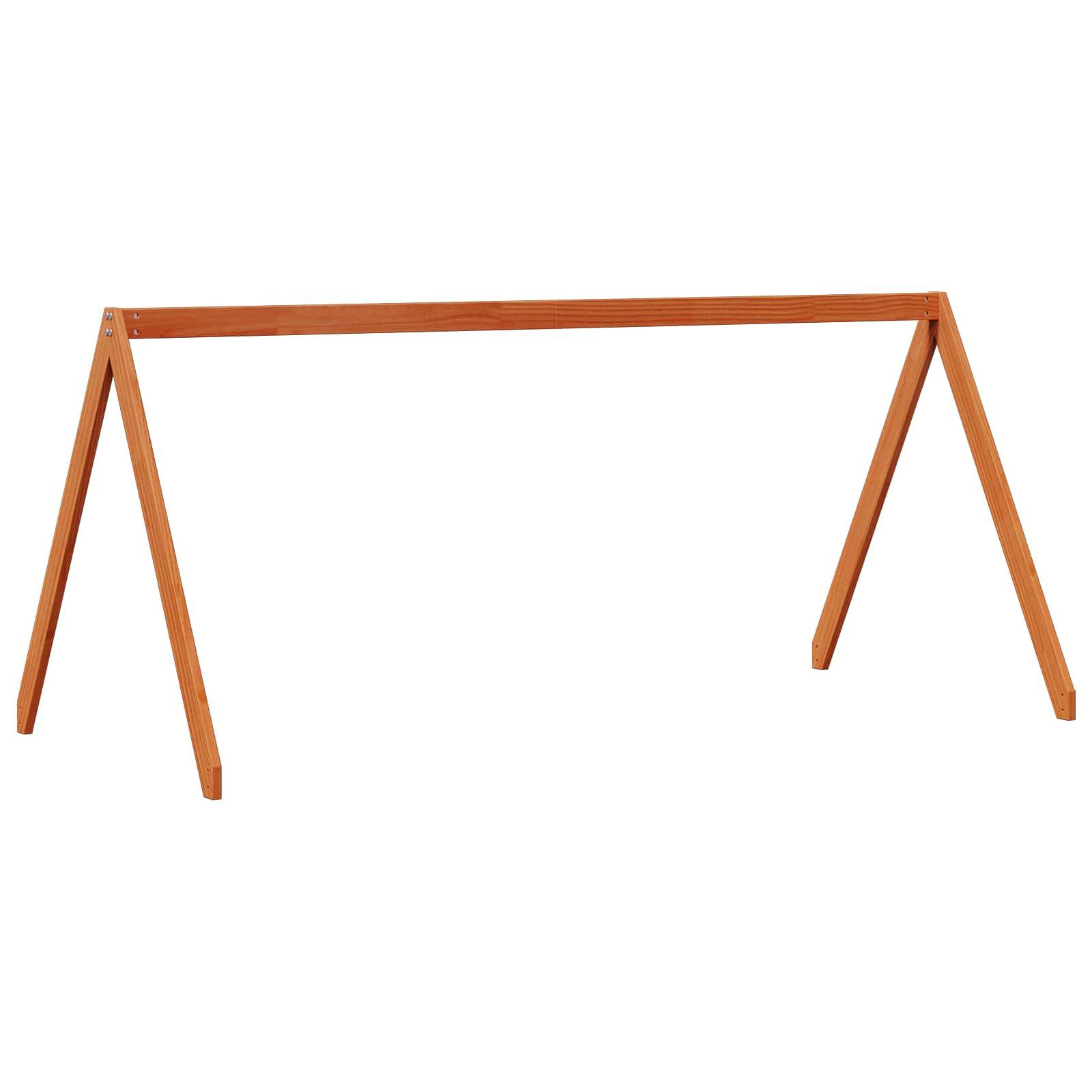 vidaXL Hochbettrahmen Wachsbraun 90 x 190 cm Massives Kiefernholz