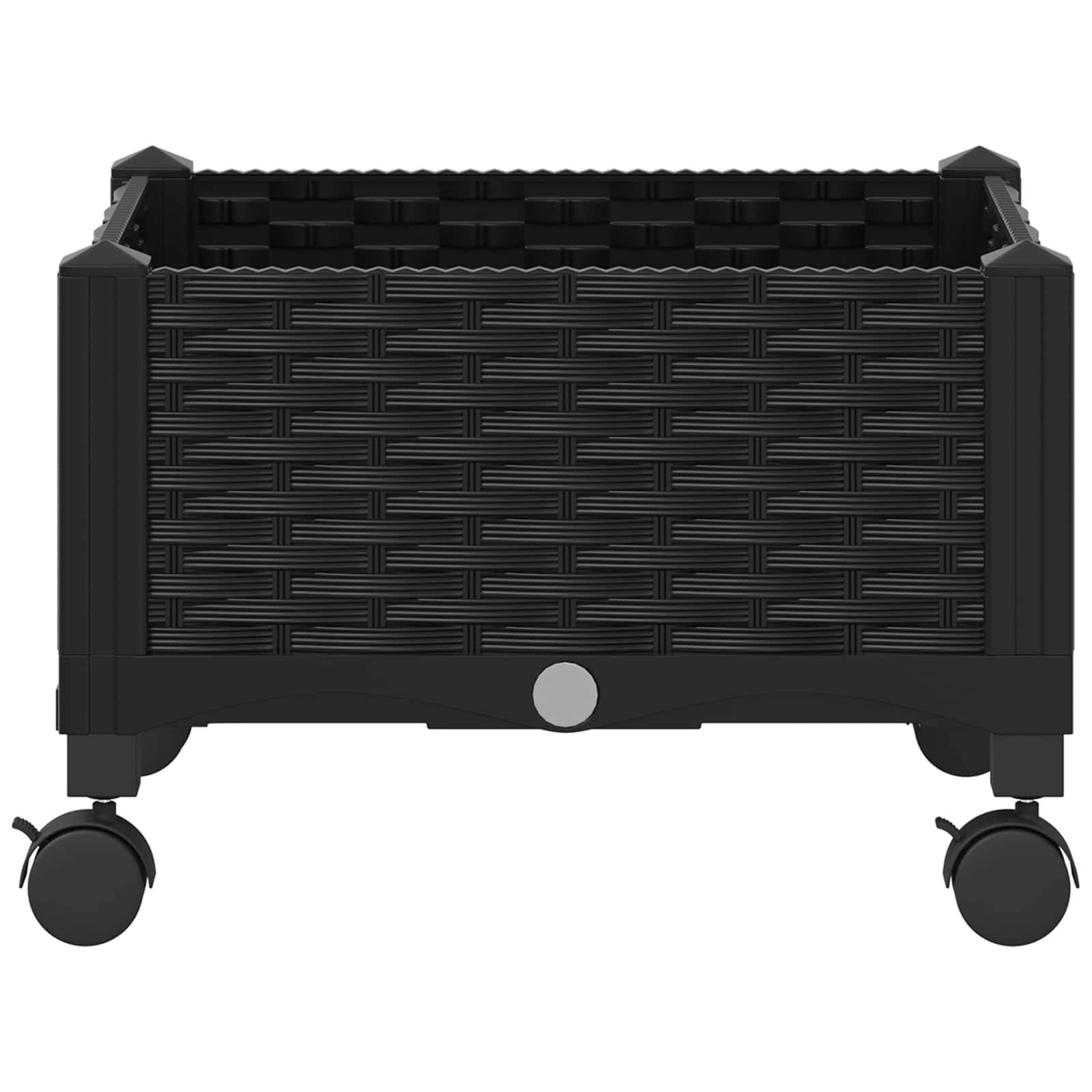 vidaXL Gartenpflanzer mit Rädern Schwarz 40 x 40 x 29 cm PP