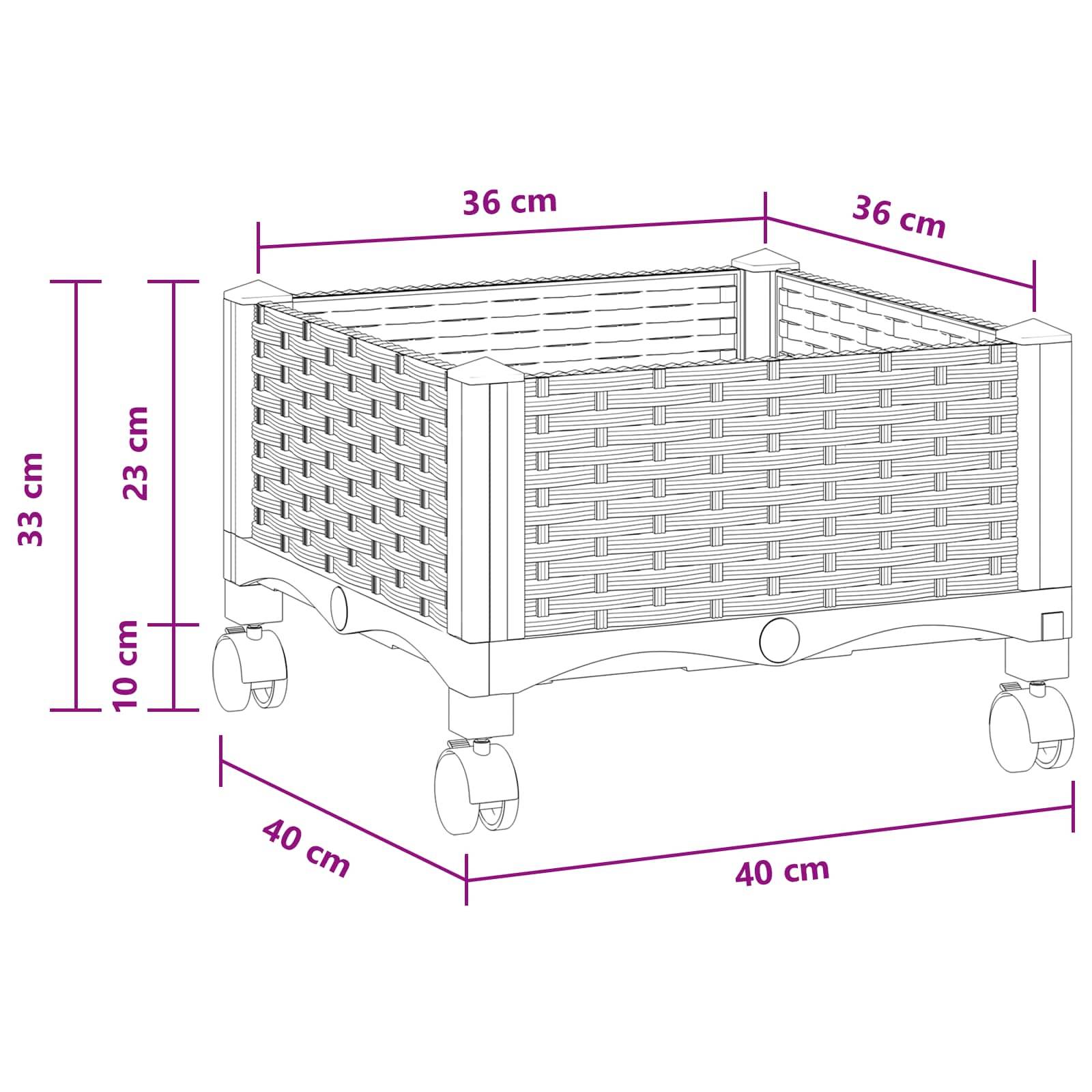 vidaXL Gartenpflanzer mit Rädern Weiß 40 x 40 x 33 cm PP