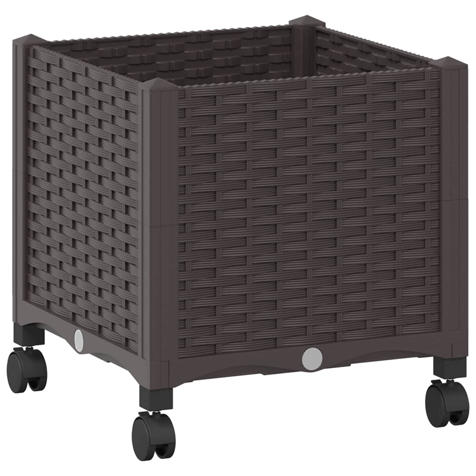 vidaXL Gartenpflanzer mit Rädern Braun 40 x 40 x 44 cm PP