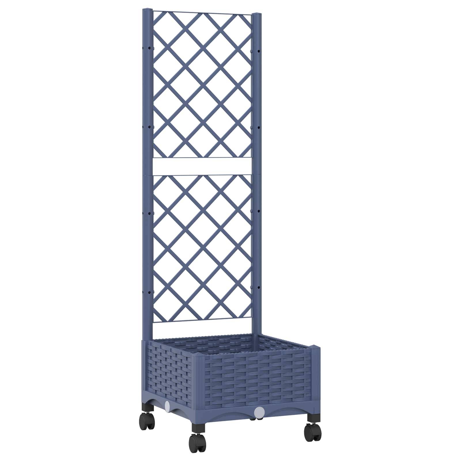 vidaXL Pflanzkübel mit Spalier und Rädern Blaugrau 40 x 40 x 131,5 cm