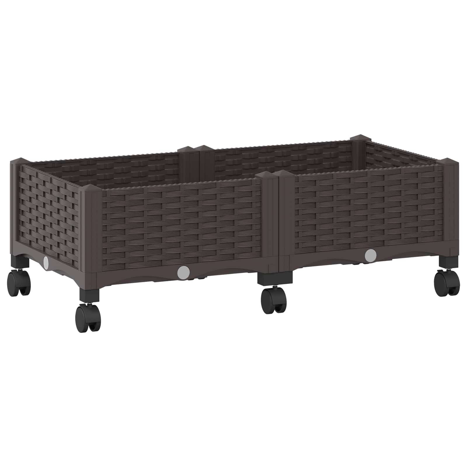 vidaXL Gartenpflanzer mit Rädern Braun 80 x 40 x 29 cm PP